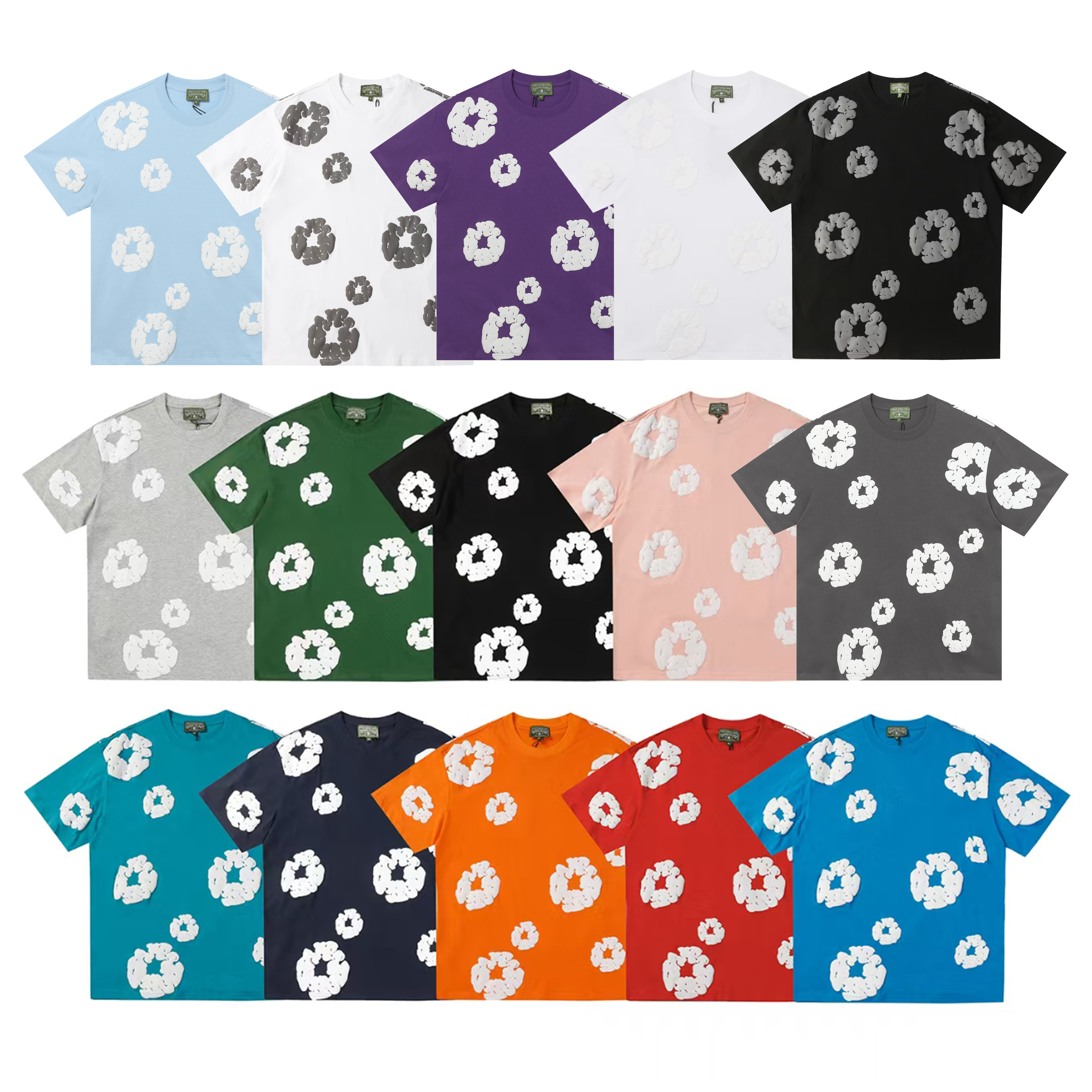 Denim Tears Cotton Wreath Short Sleeve Set Black / Gray / Green / Royal Blue / Purple / Red / Orange / Pink / White / Black Gray / Sky Blue / Color Blue / Light Blue / Charcoal Gray 291