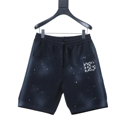 Dolce & Gabbana Rubberized Logo Distressed Black Shorts 02