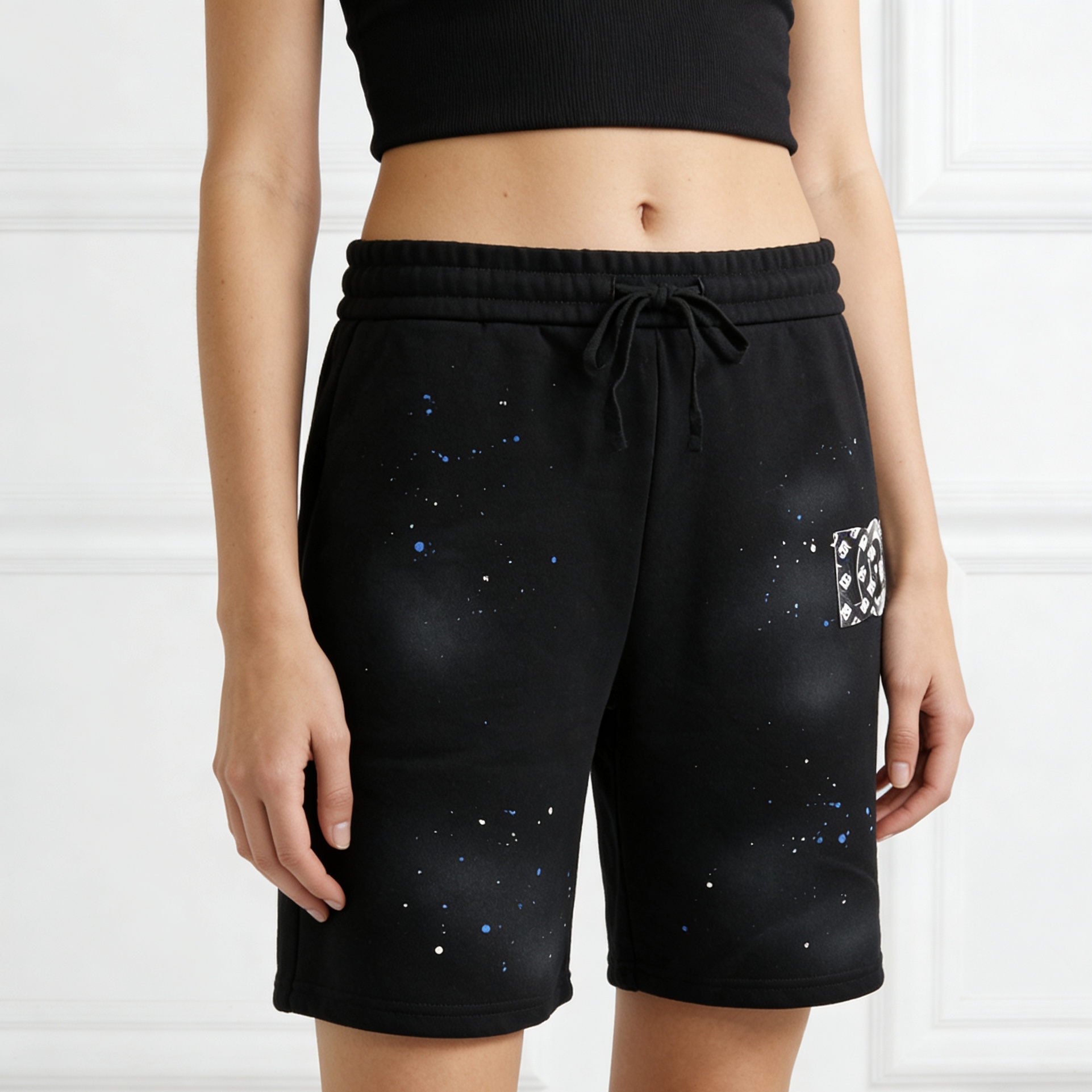 Dolce & Gabbana Rubberized Logo Distressed Black Shorts