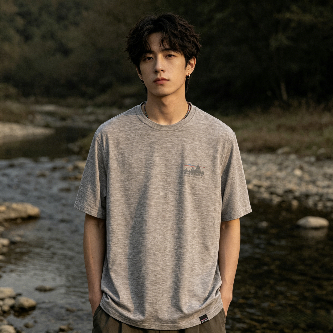 Patagonia C1 Mountain Short Light Gray Sleeve T-Shirt