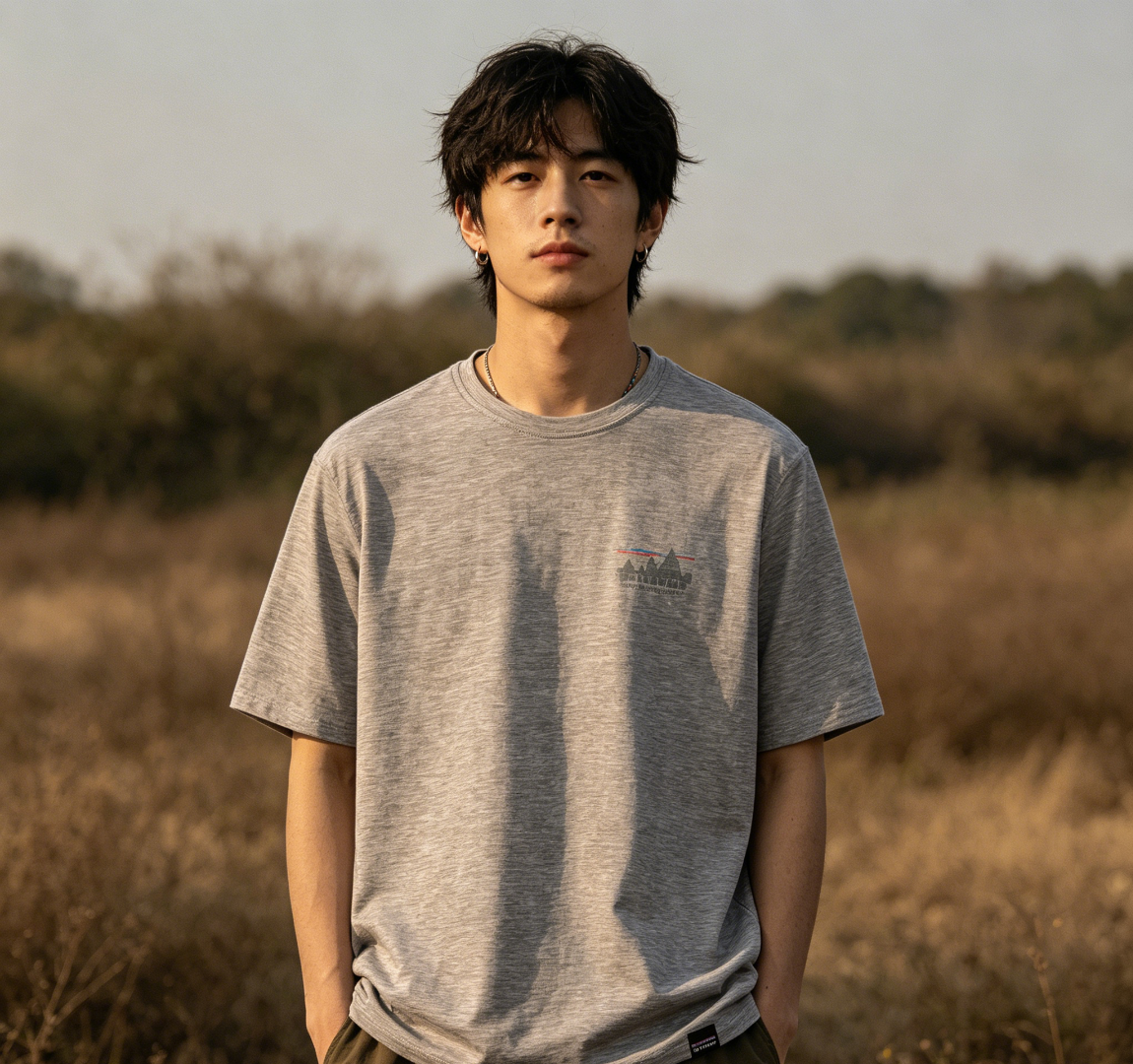 Patagonia C1 Mountain Short Light Gray Sleeve T-Shirt