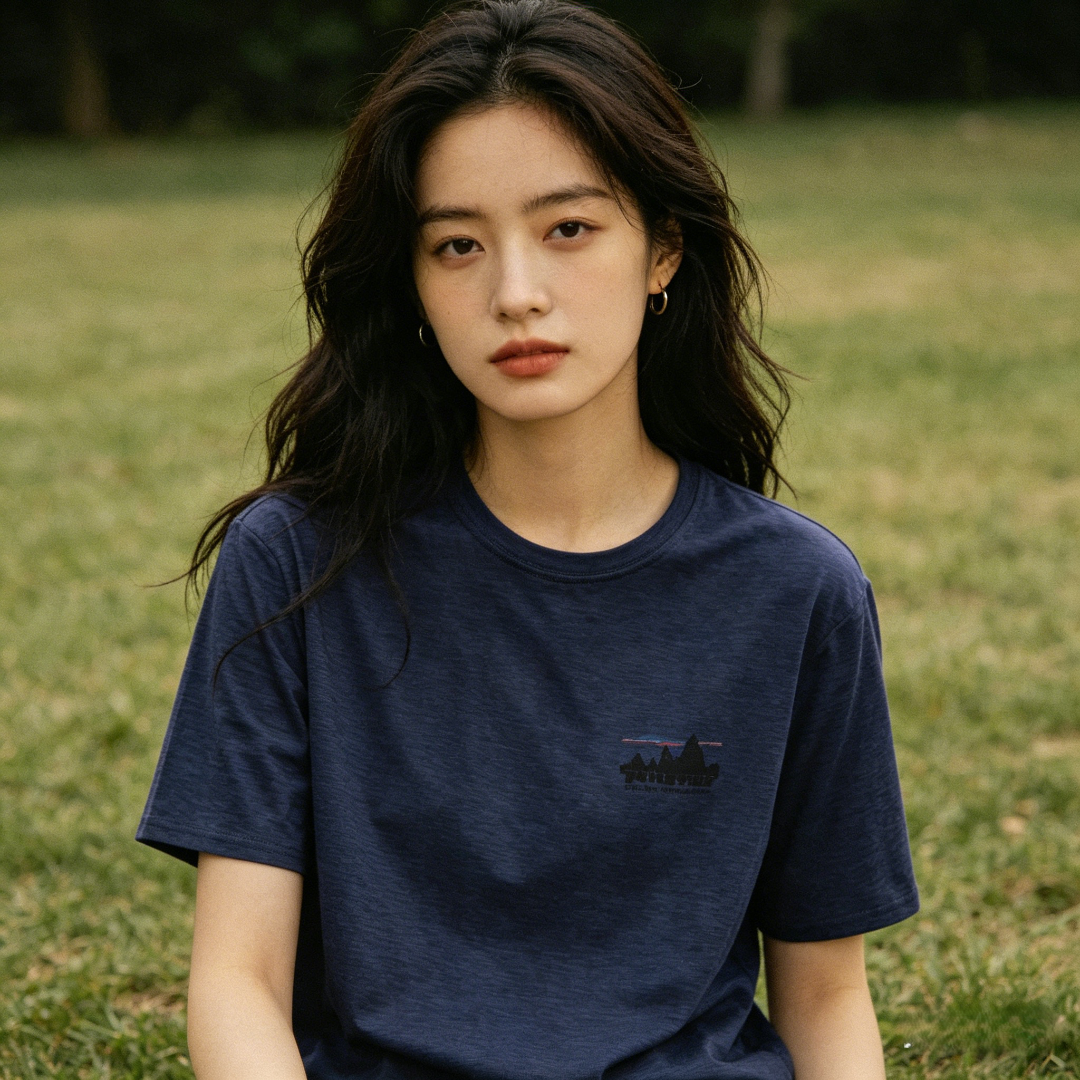 Patagonia C1 Mountain Short Dark Blue Sleeve T-Shirt