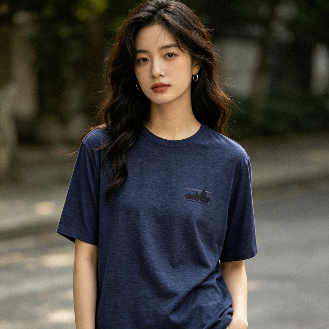 Patagonia C1 Mountain Short Dark Blue Sleeve T-Shirt