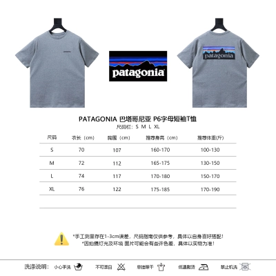 Patagonia P-6 Gray Letter Short Sleeve T-Shirt 01