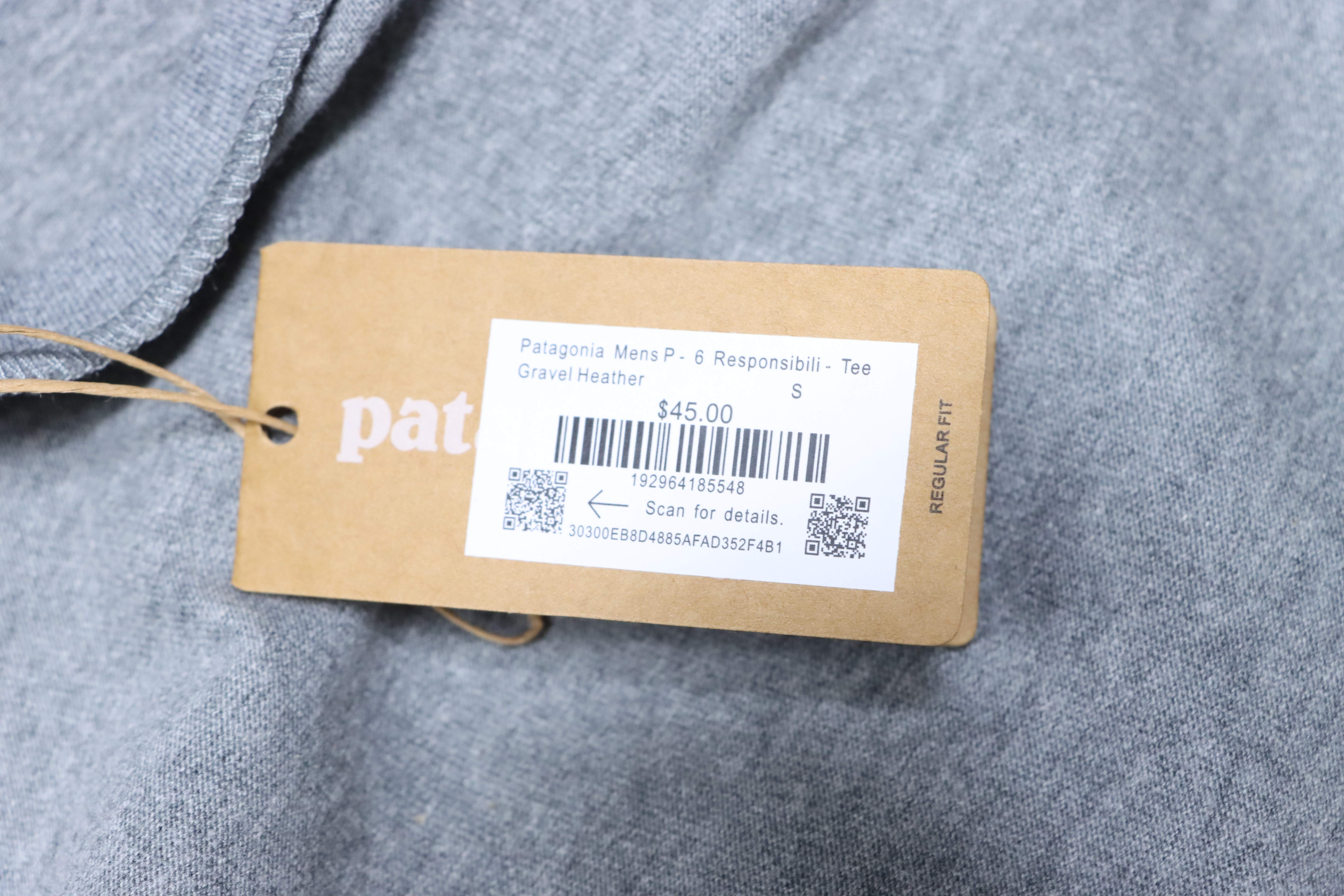 Patagonia P-6 Gray Letter Short Sleeve T-Shirt