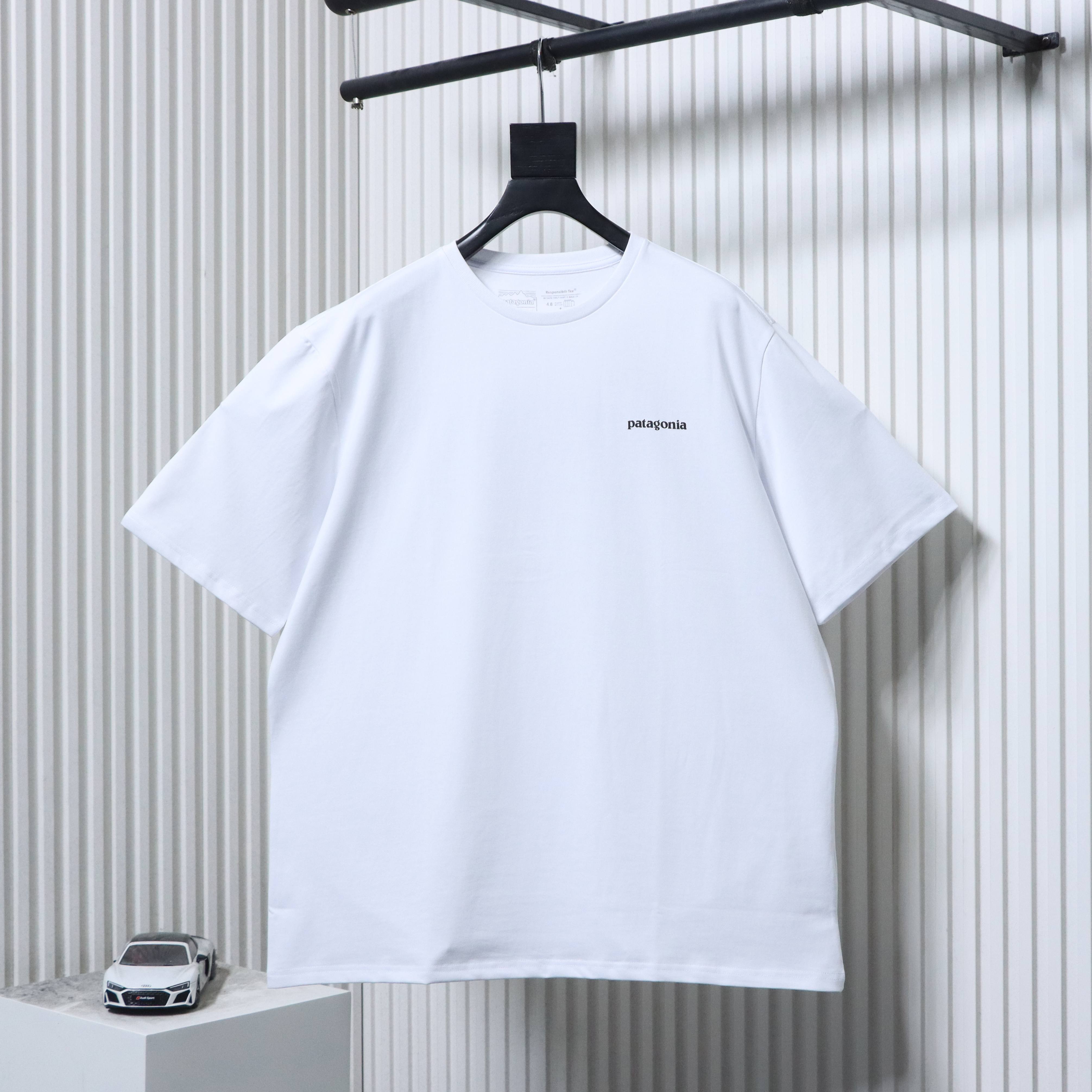 Patagonia P-6 Logo Responsibili Logo Printed Short White Sleeve T-Shirt