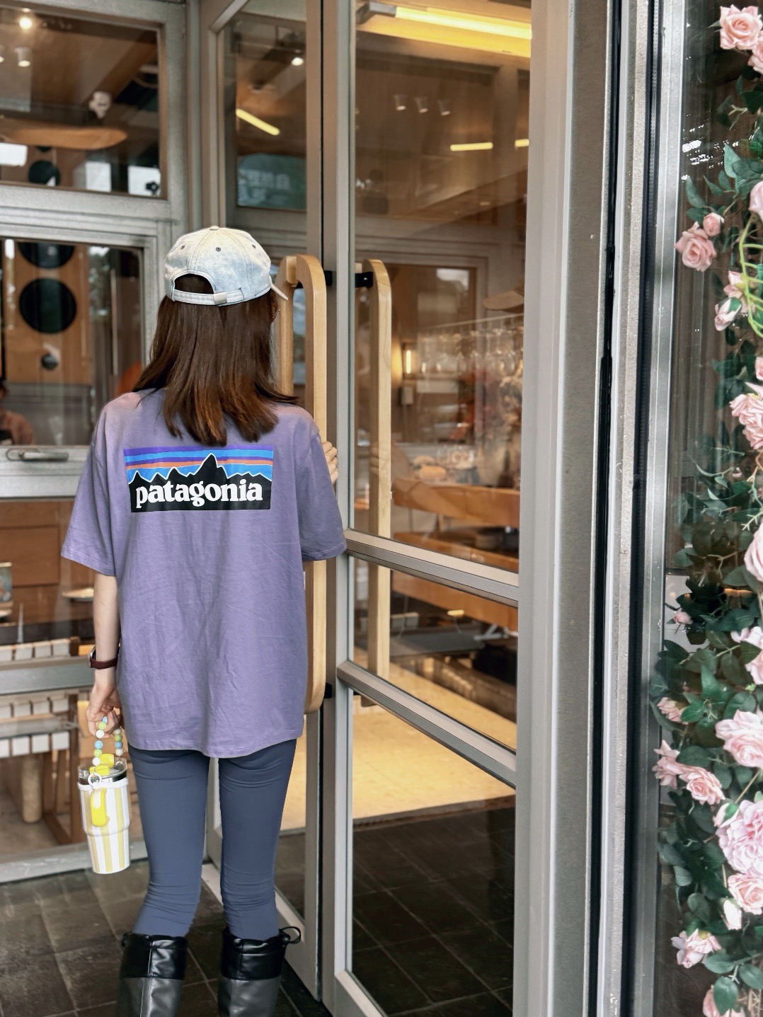 Patagonia P-6 Purple Letter Short Sleeve T-Shirt
