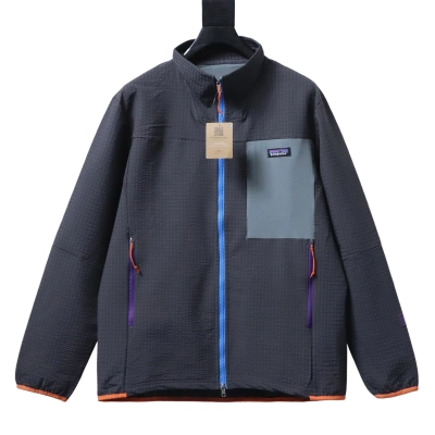 Patagonia R1 Air Zip Neck Logo Breathable Durable Stand Collar Jacket Grey 02