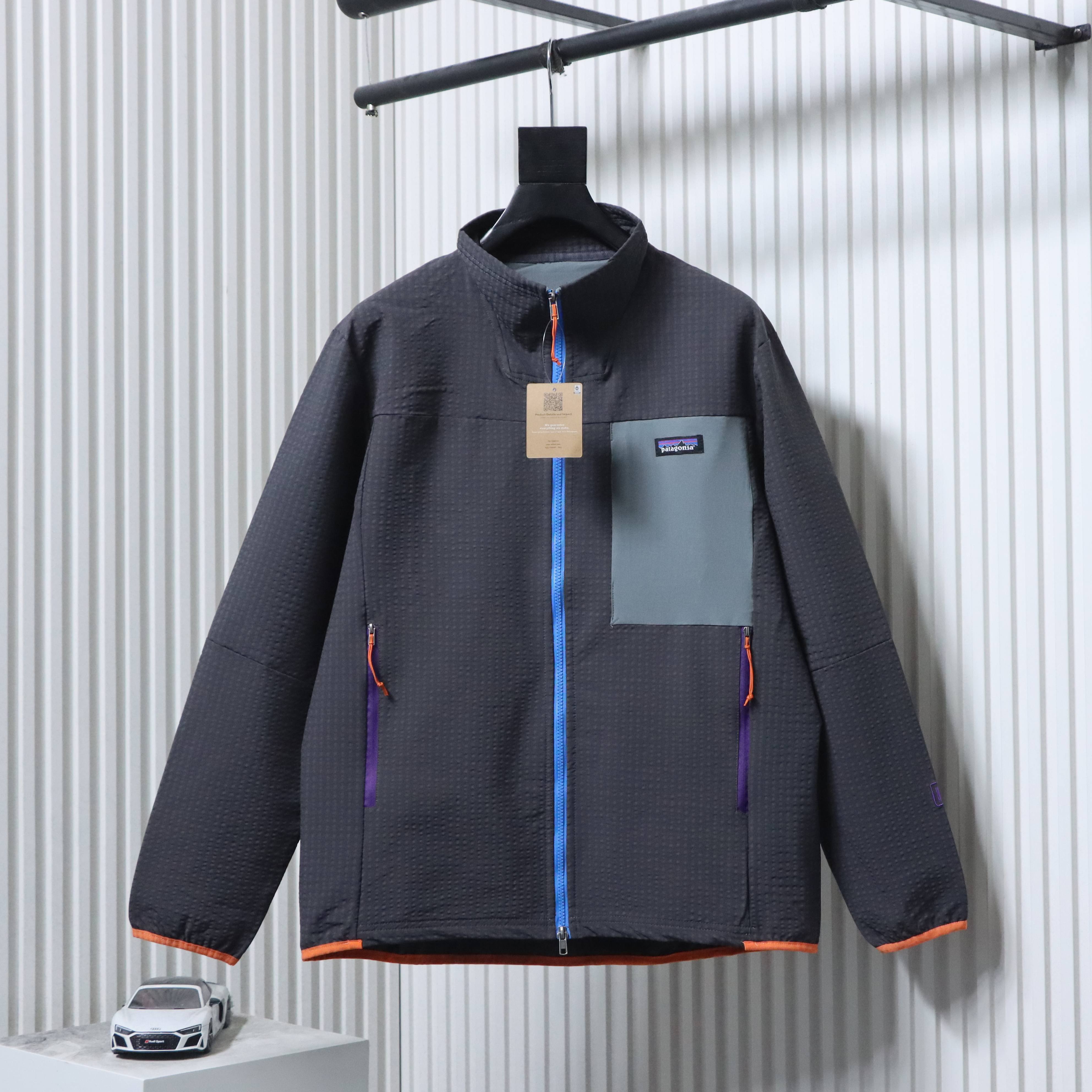 Patagonia R1 Air Zip Neck Logo Breathable Durable Stand Collar Jacket Grey