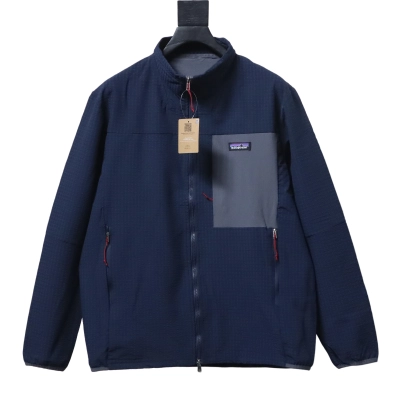 Patagonia R1 Air Zip Neck Logo Breathable Durable Stand Collar Jacket Dark Blue 02