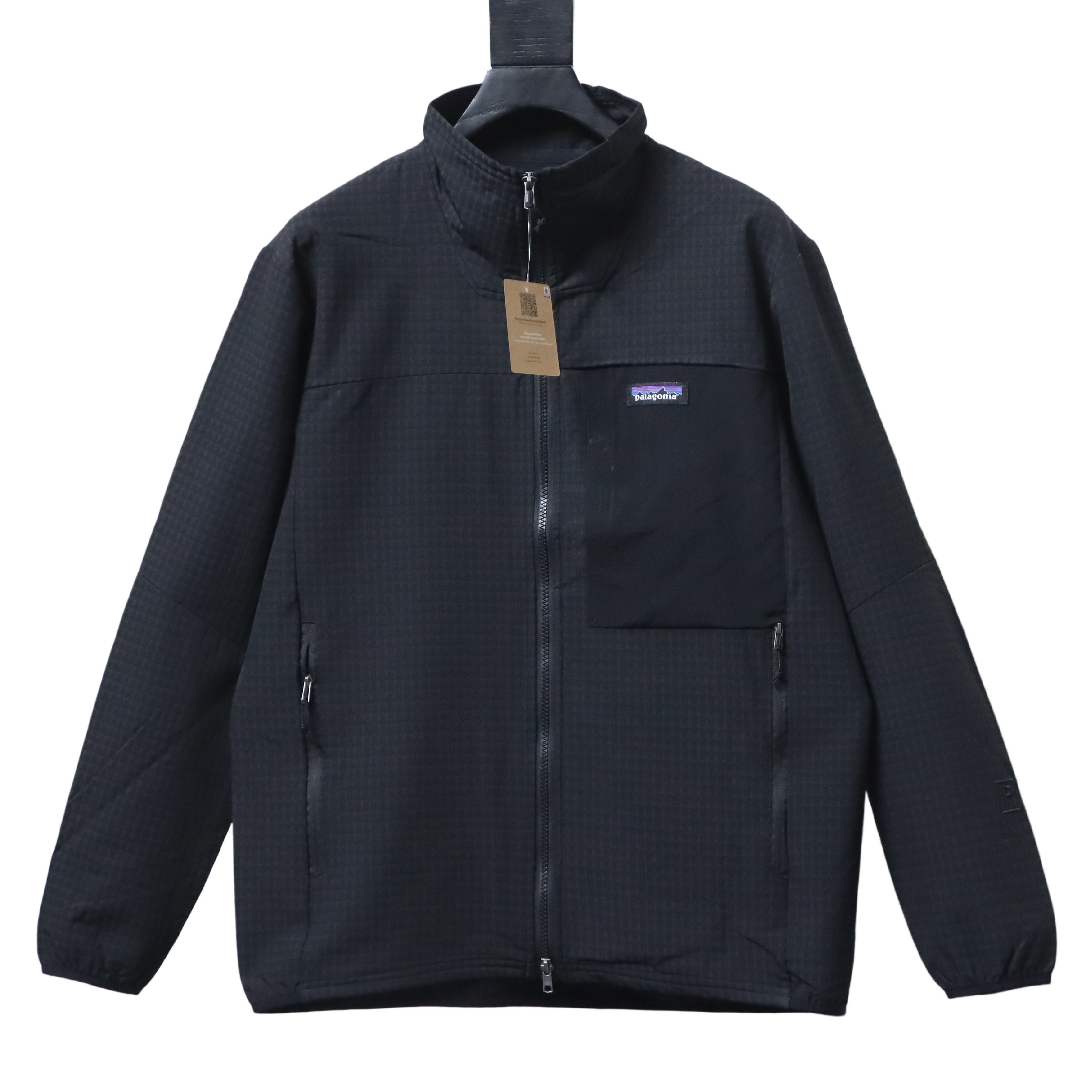 Patagonia R1 Air Zip Neck Logo Breathable Durable Stand Collar Jacket Black