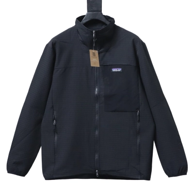 Patagonia R1 Air Zip Neck Logo Breathable Durable Stand Collar Jacket Black 02