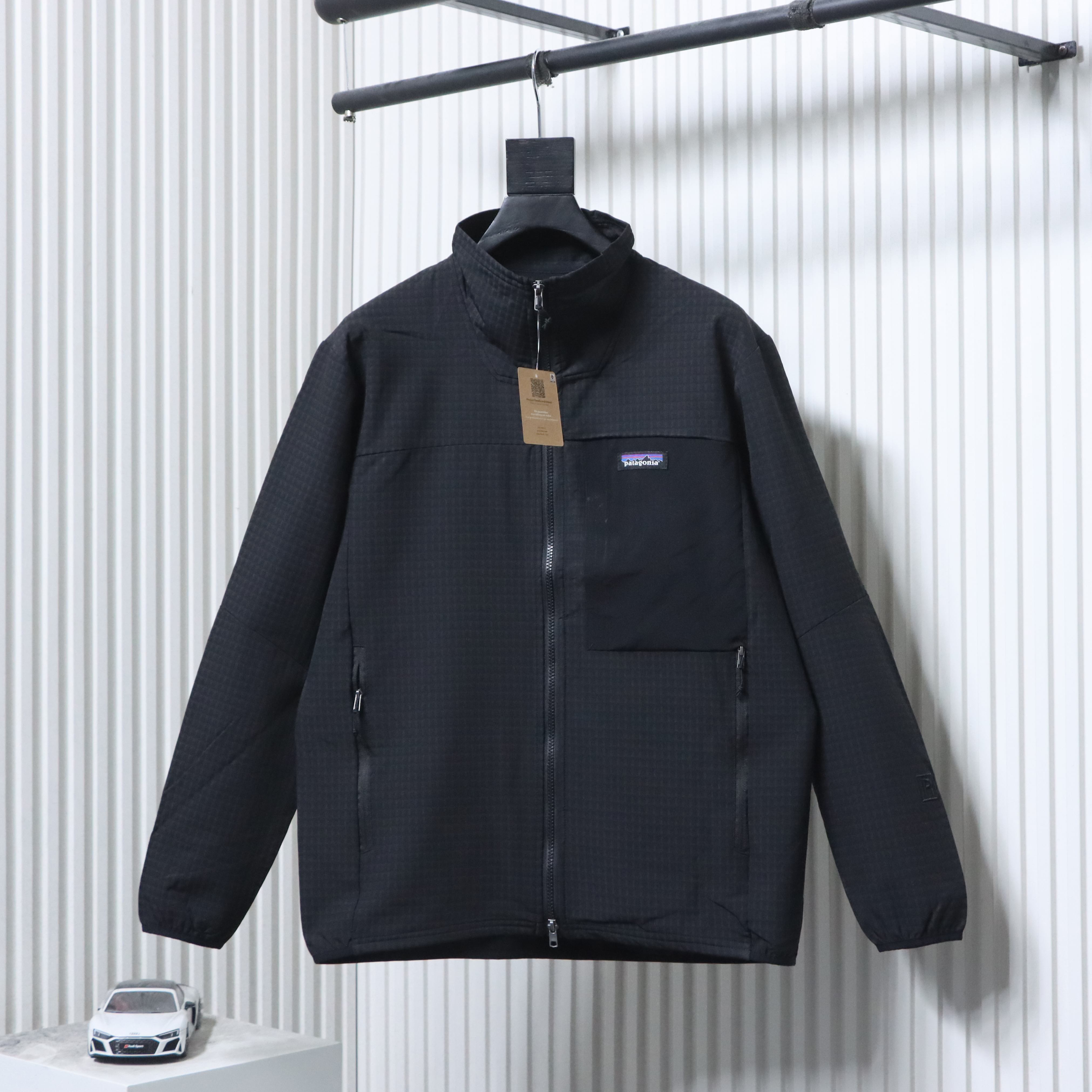 Patagonia R1 Air Zip Neck Logo Breathable Durable Stand Collar Jacket Black