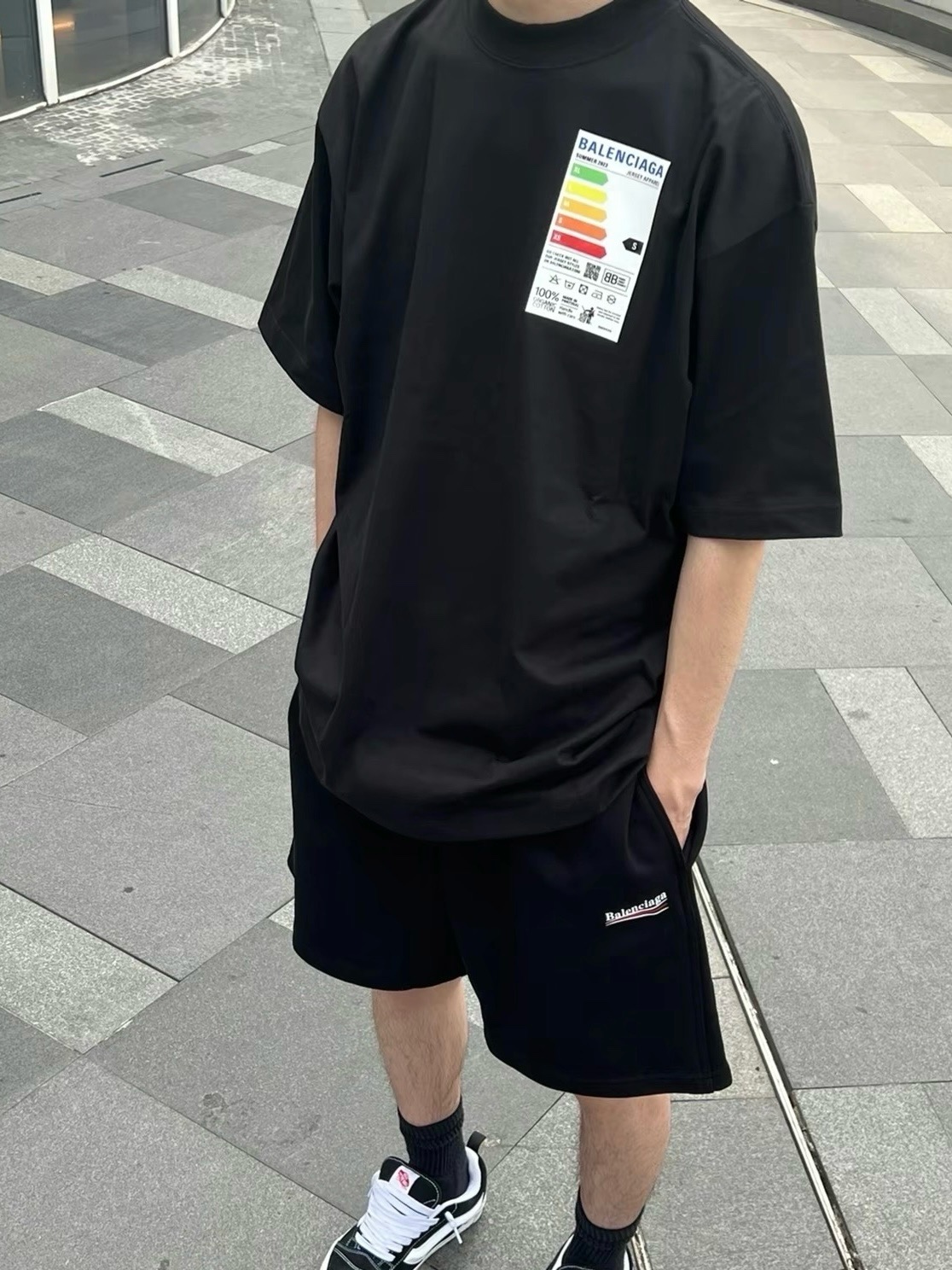 Balenciaga 23SS Energy Saving Logo Fridge Magnet Short Sleeve T-Shirt T9