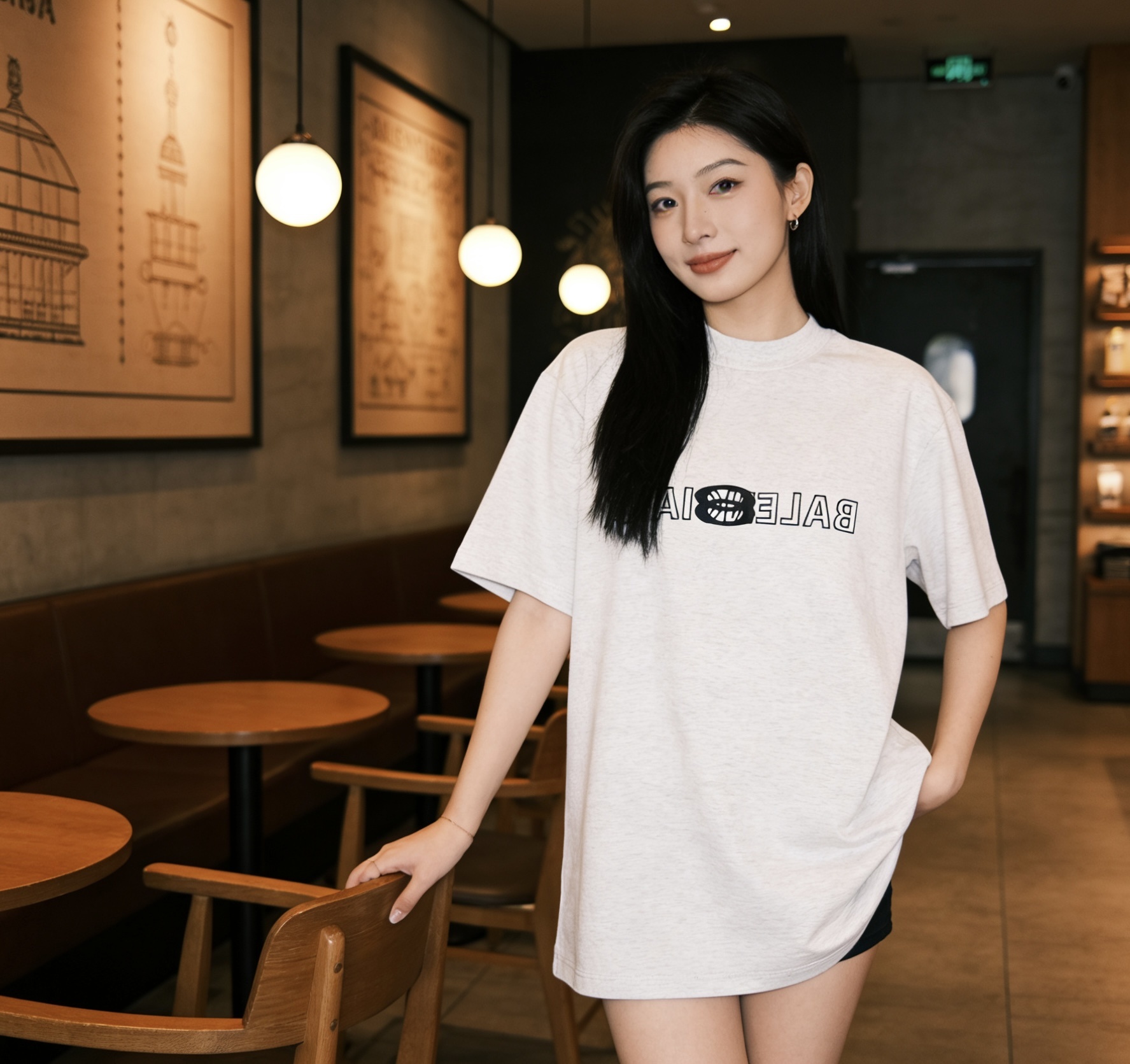 Balenciaga 24SS Inverted Letter Overlapping Embroidery Short Sleeve T-Shirt Style 1
