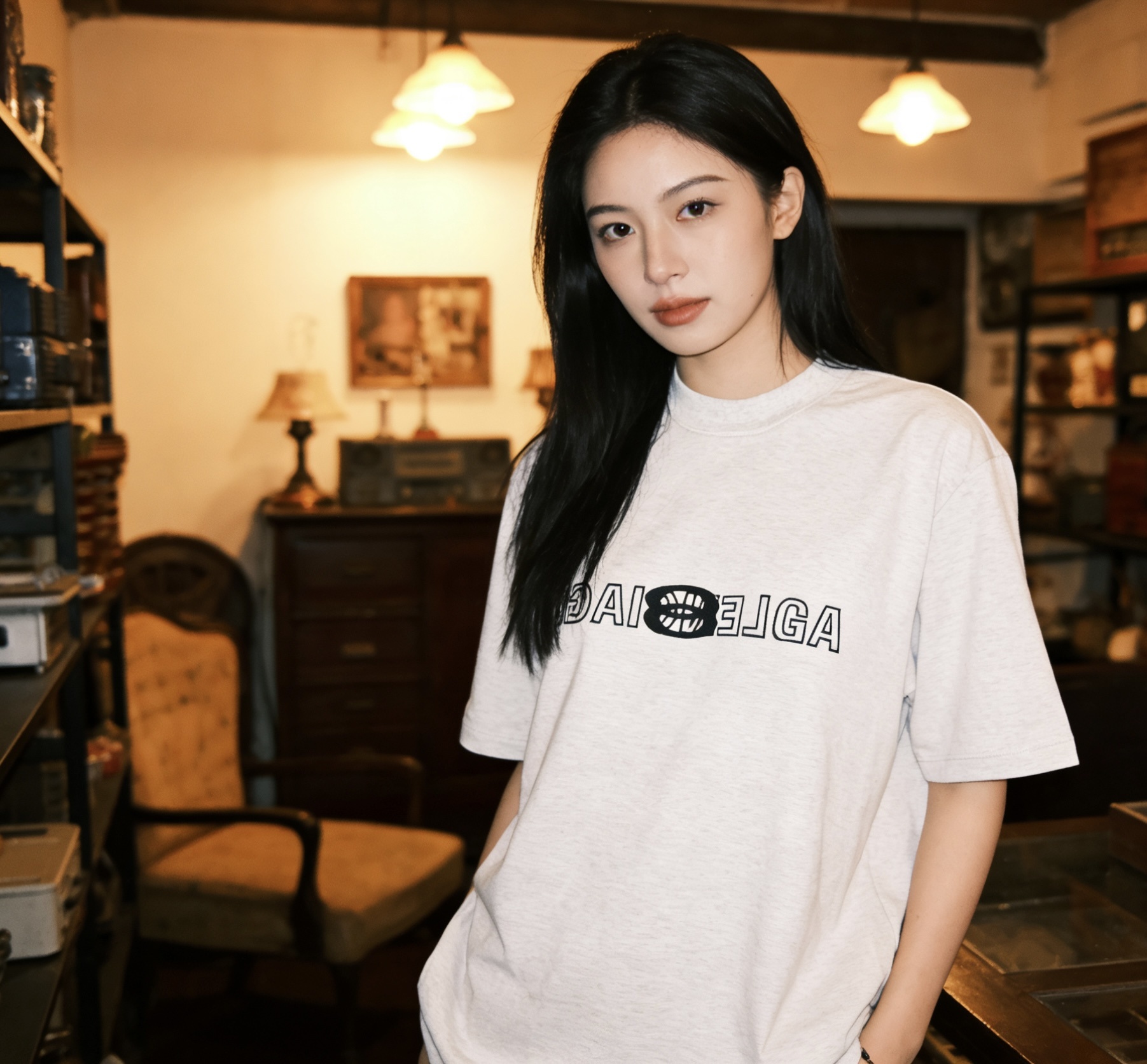 Balenciaga 24SS Inverted Letter Overlapping Embroidery Short Sleeve T-Shirt Style 1