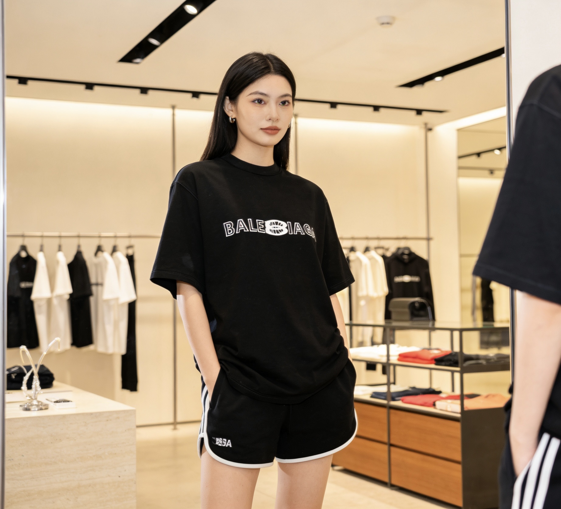 Balenciaga 24SS Inverted Letter Overlapping Embroidery Short Sleeve T-Shirt Style 2