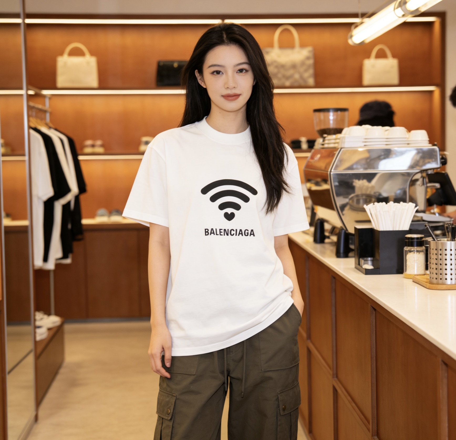 Balenciaga 24SS New 520 Limited .wifi Heart Short Sleeve T-Shirt Style 1