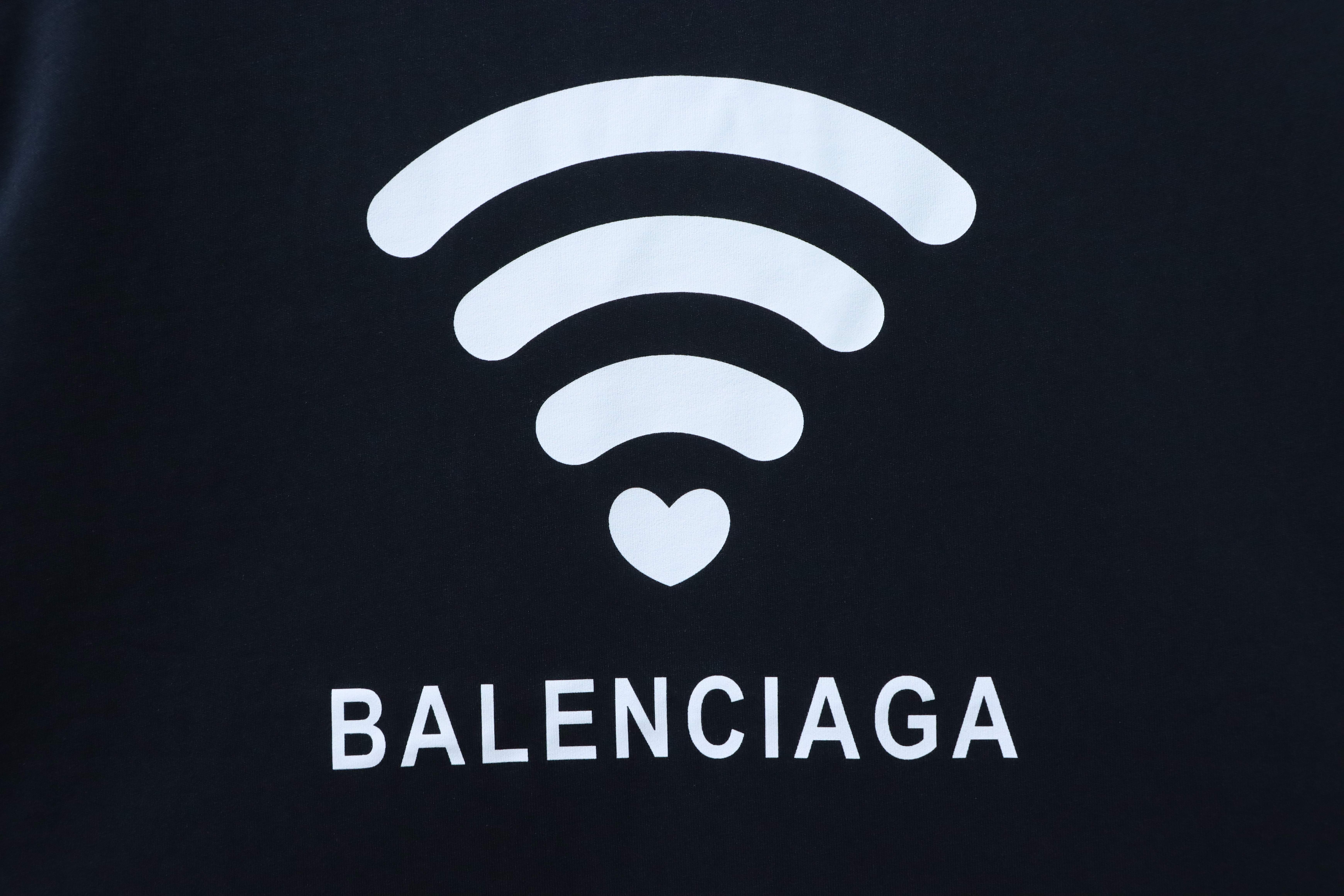 Balenciaga 24SS New 520 Limited .wifi Heart Short Sleeve T-Shirt Style 2