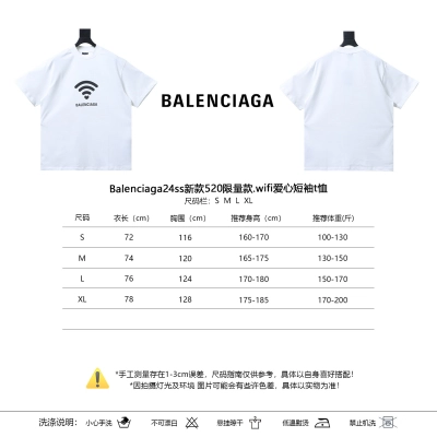 Balenciaga 24SS New 520 Limited .wifi Heart Short Sleeve T-Shirt Style 3 01