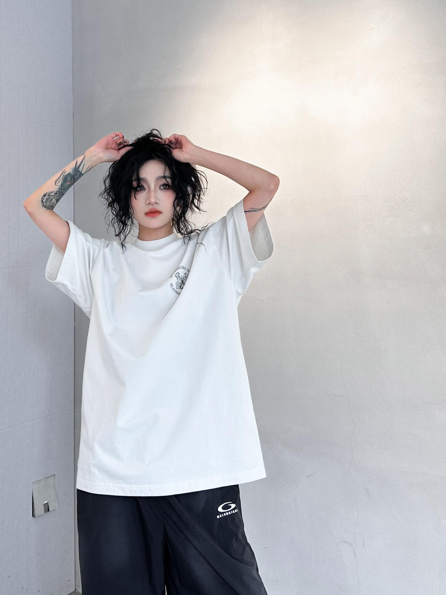 Balenciaga 25SS Chinese Knot Print Short Sleeve T-Shirt