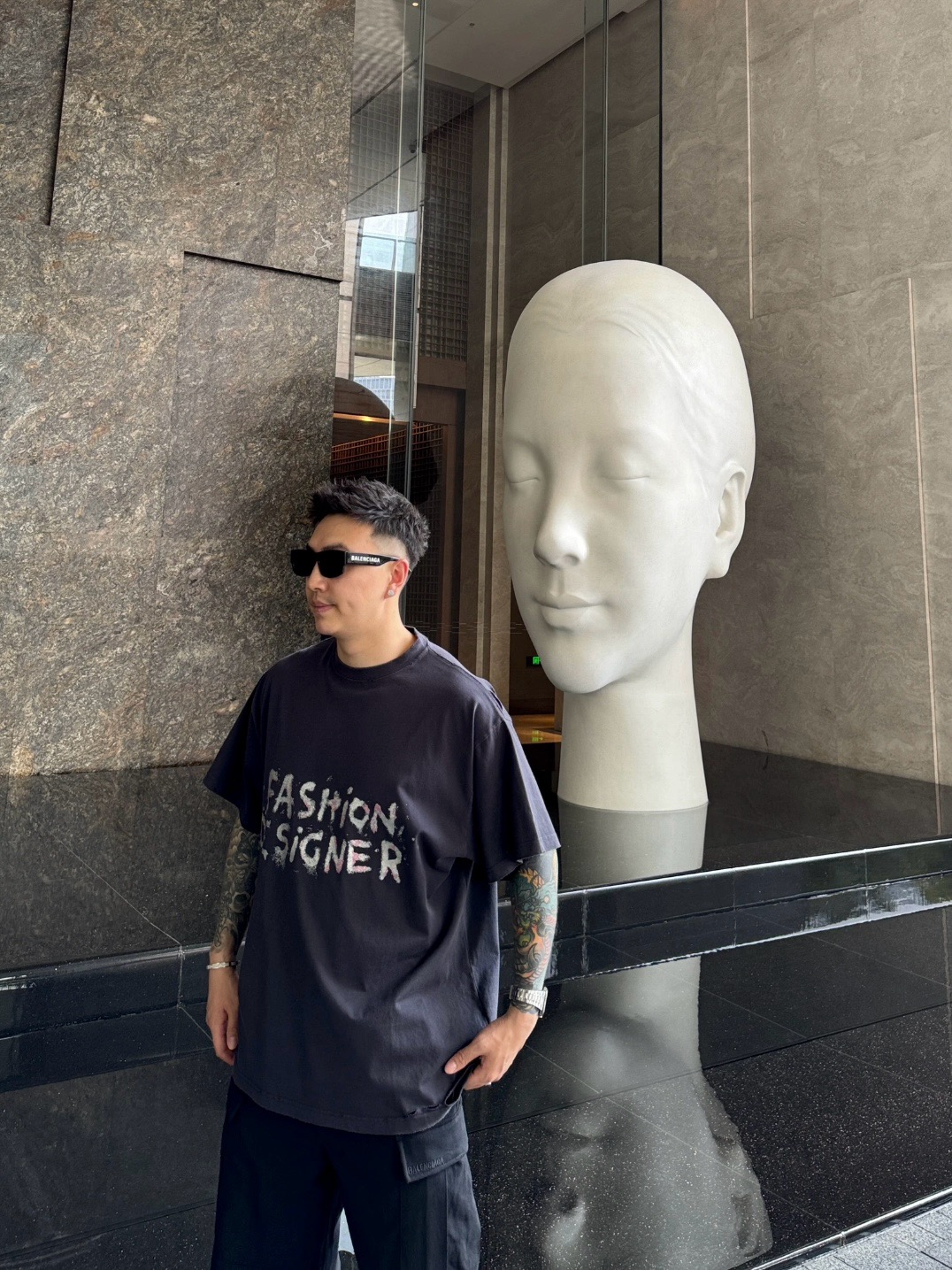 Balenciaga 25SS Designer Glitter Print Short Sleeve T-Shirt
