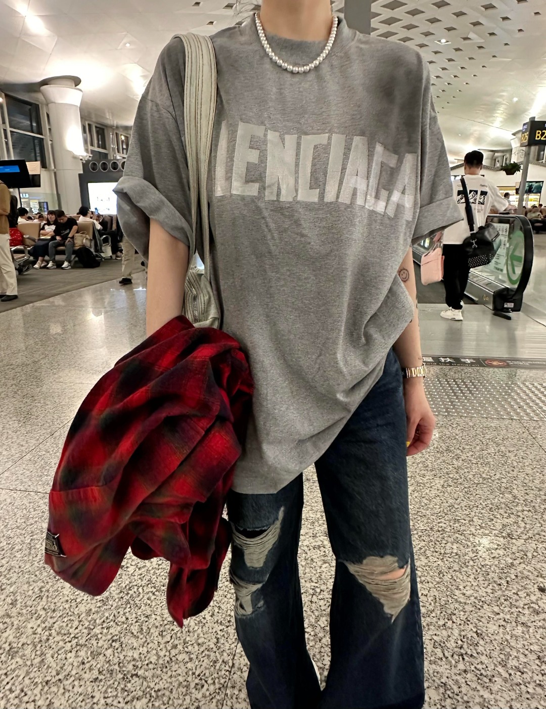 Balenciaga 25SS Gray Masking Tape Tape Short Sleeve T-Shirt