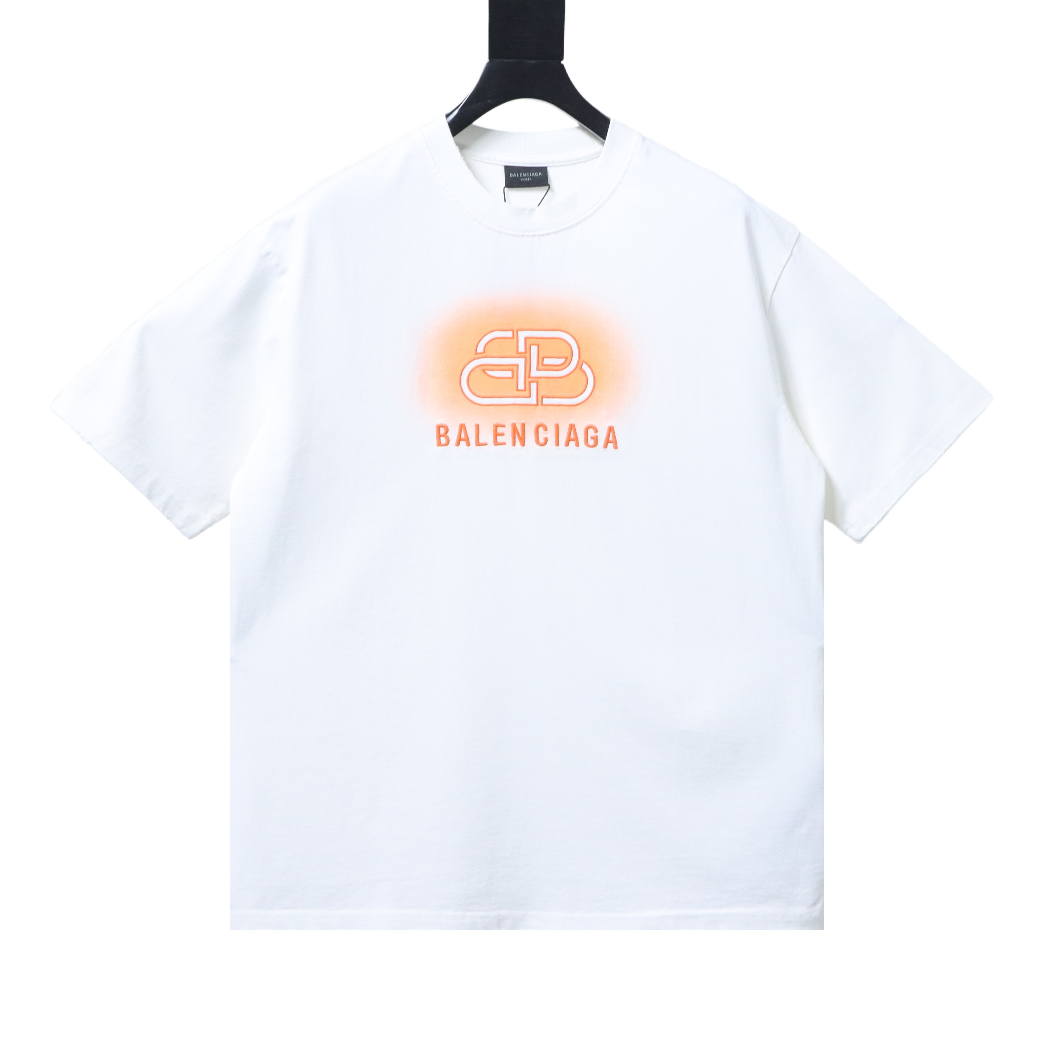 Balenciaga 25SS Letter Embroidery Inkjet Ripped Short Sleeve T-Shirt Style 1