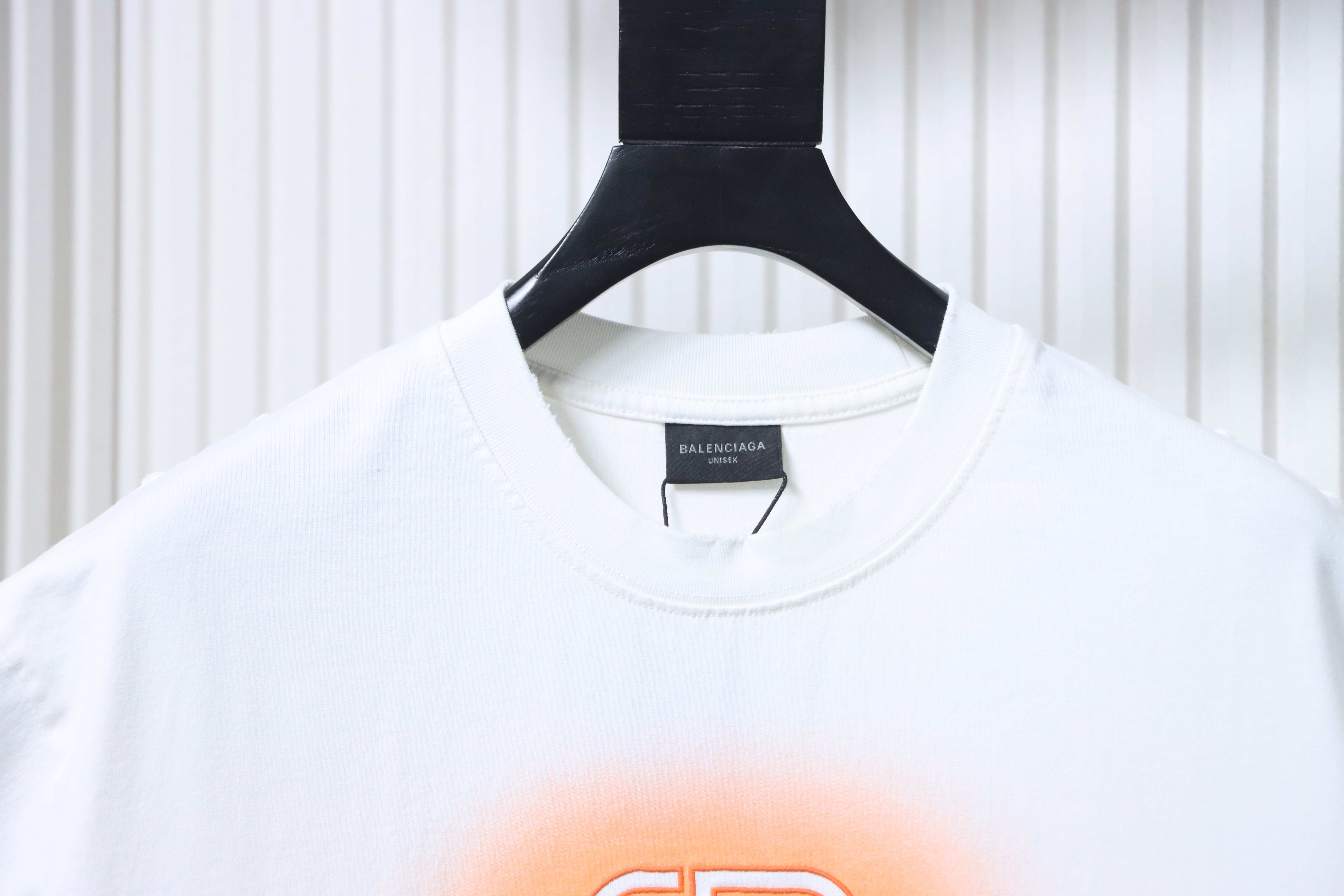 Balenciaga 25SS Letter Embroidery Inkjet Ripped Short Sleeve T-Shirt Style 1