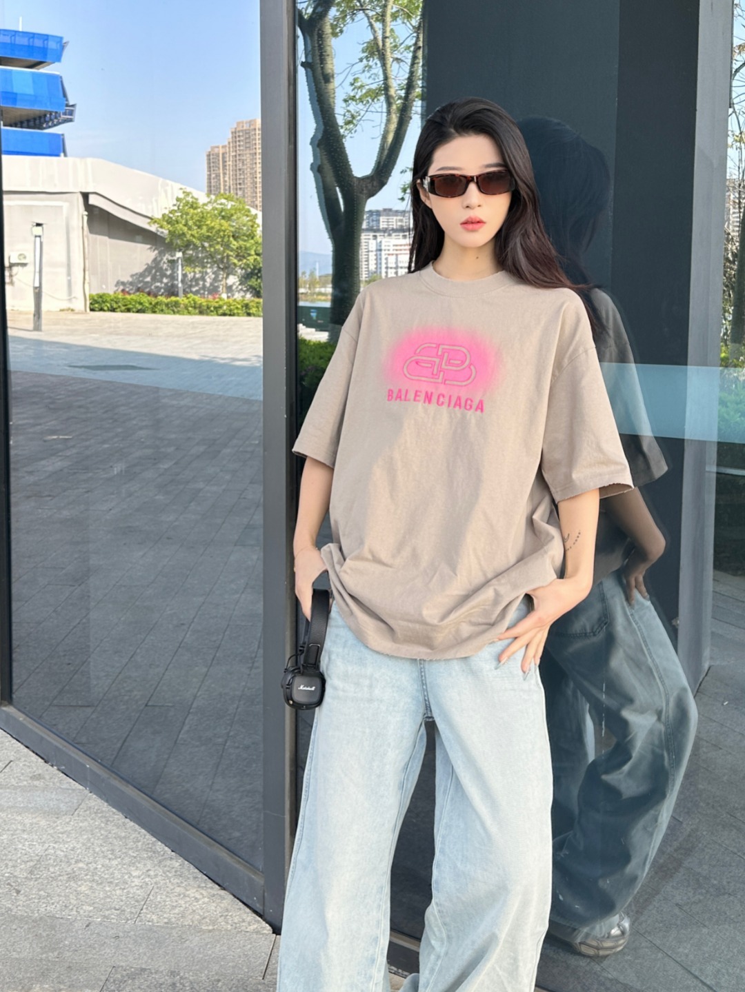 Balenciaga 25SS Letter Embroidery Inkjet Ripped Short Sleeve T-Shirt Style 3