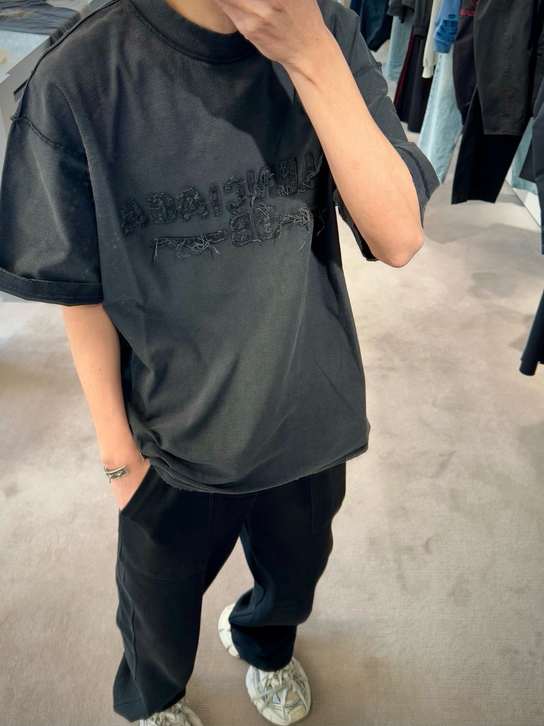 Balenciaga 25SS Patch Embroidery Washed Short Sleeve T-Shirt