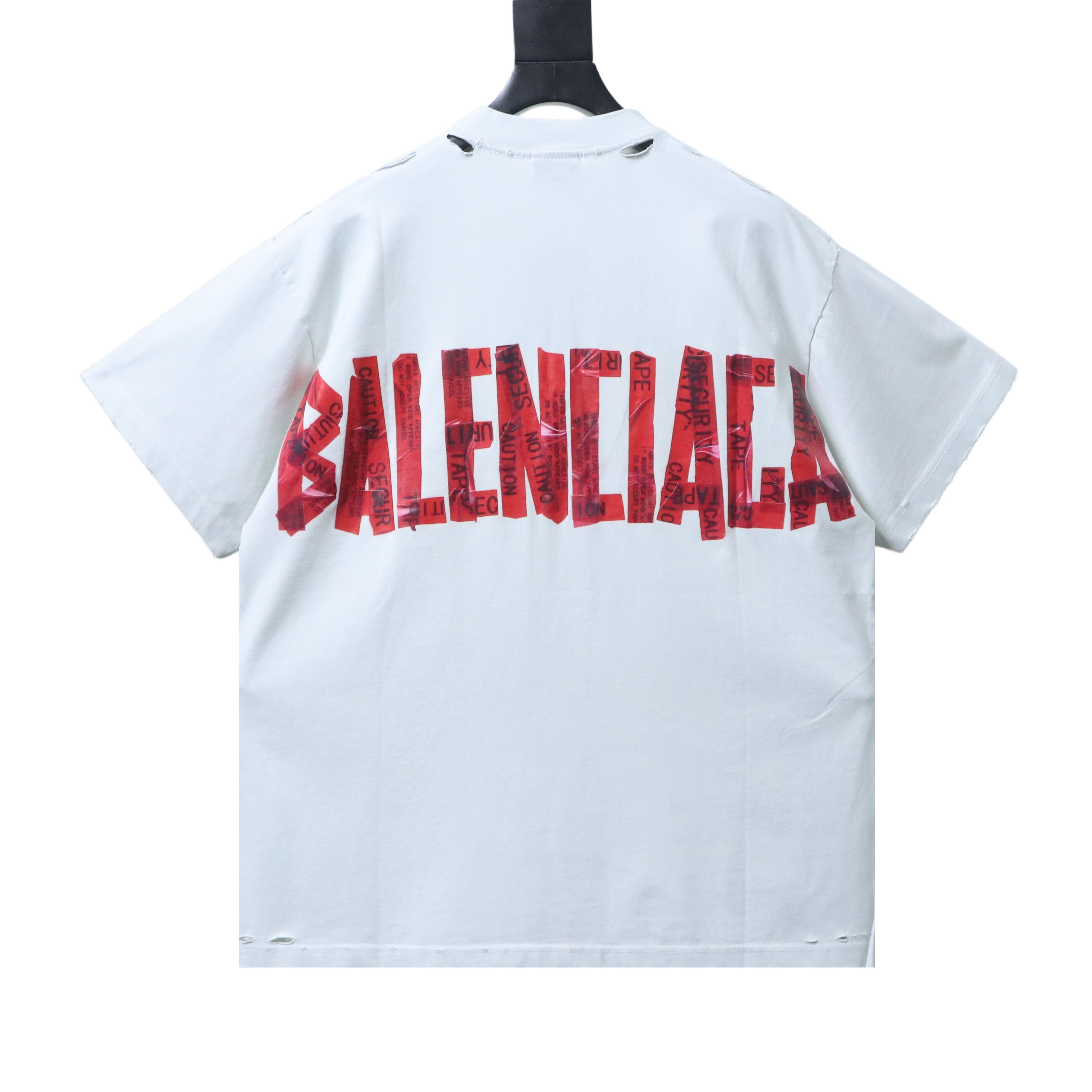 Balenciaga 25SS Red Masking Tape Letter Tape Short Sleeve T-Shirt Style 1