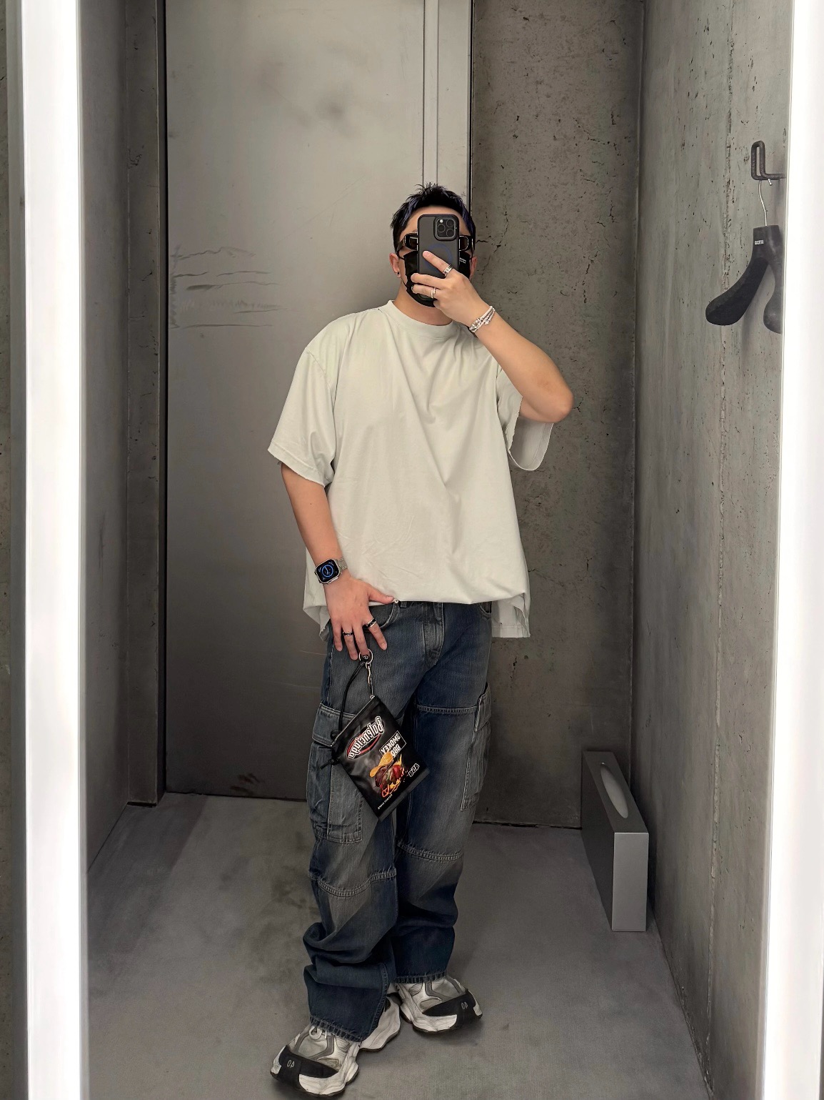 Balenciaga 25SS Red Masking Tape Letter Tape Short Sleeve T-Shirt Style 1