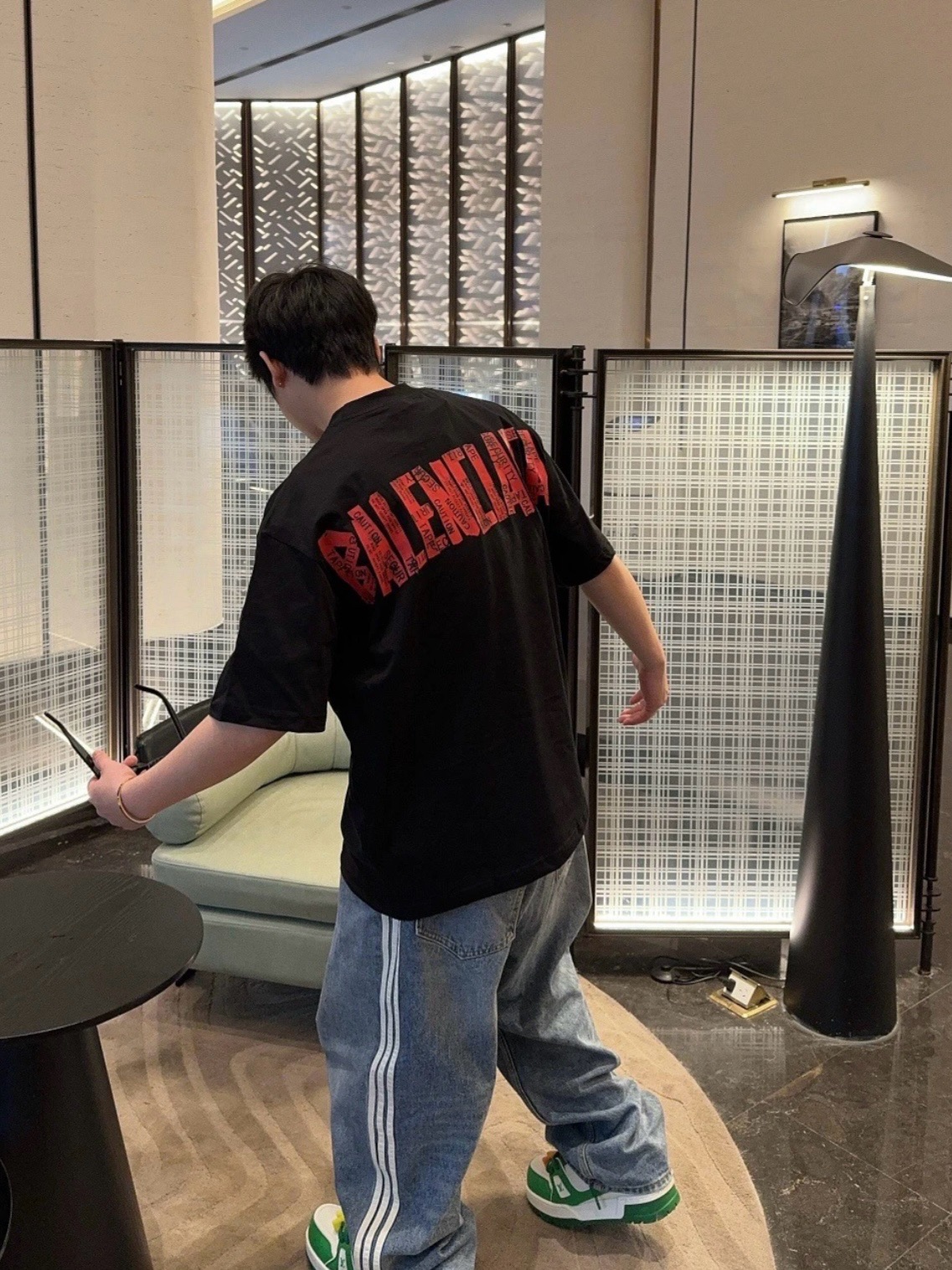 Balenciaga 25SS Red Masking Tape Letter Tape Short Sleeve T-Shirt Style 2