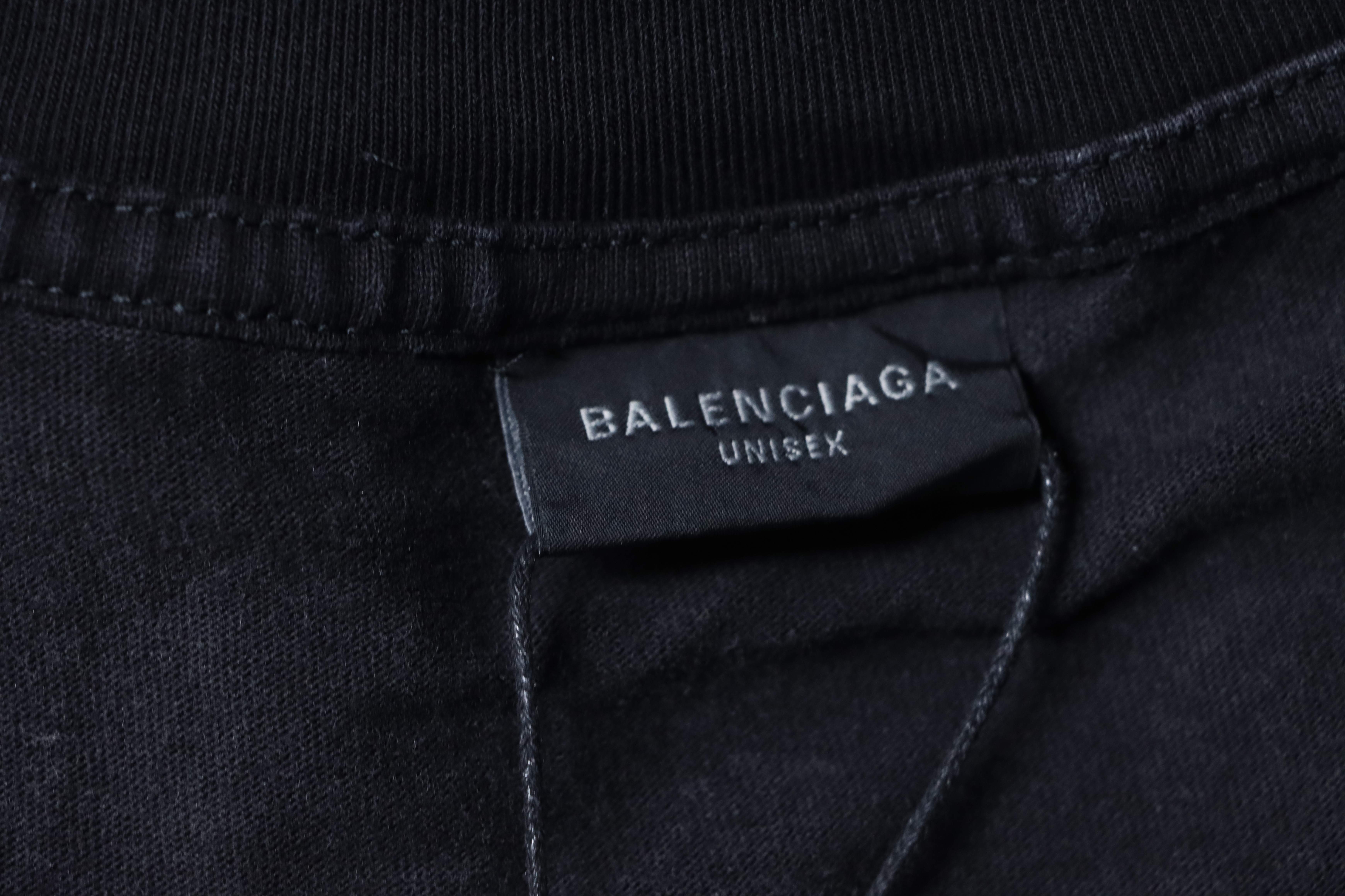 Balenciaga 25SS Reverse Letter Double B Print Washed Ripped Short Sleeve T-Shirt Style 1