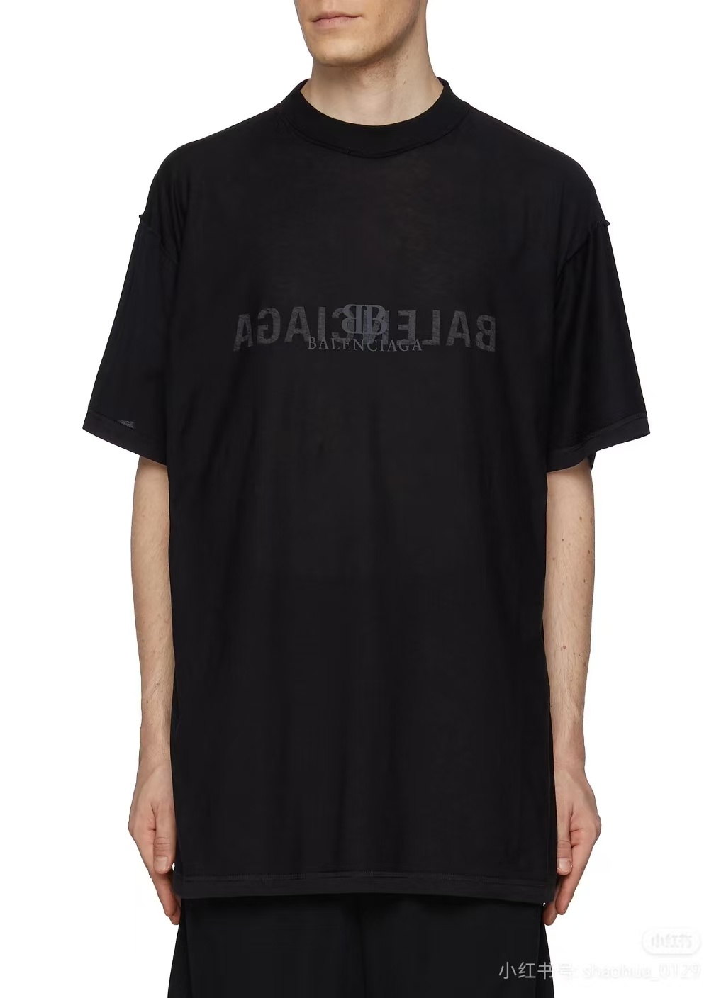 Balenciaga 25SS Reverse Letter Double B Print Washed Ripped Short Sleeve T-Shirt Style 1