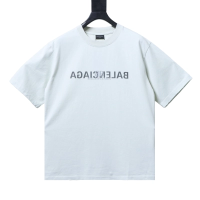Balenciaga 25SS Reverse Letter Double B Print Washed Ripped Short Sleeve T-Shirt Style 2 01