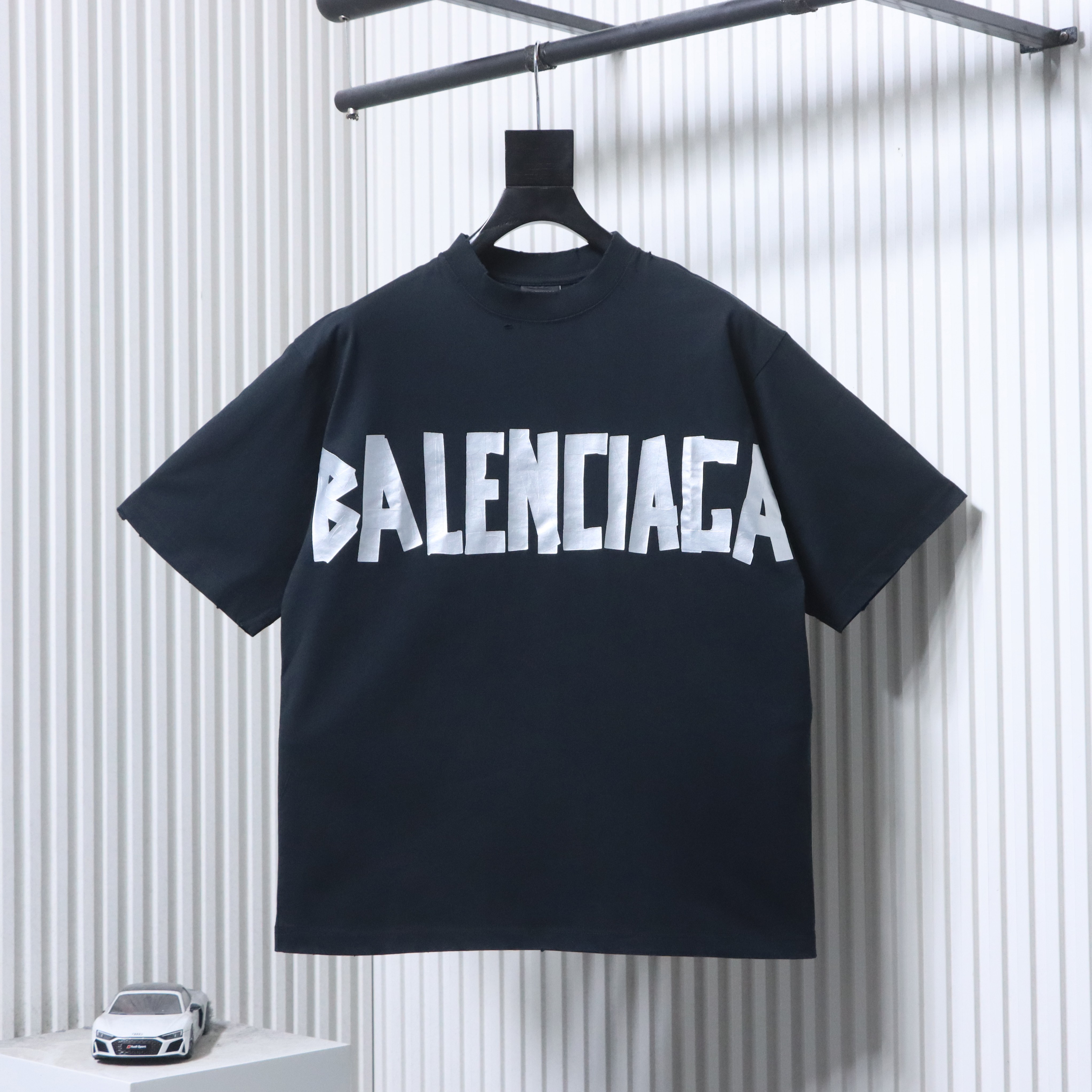 Balenciaga 25SS Silver Tape Short Sleeve T-Shirt