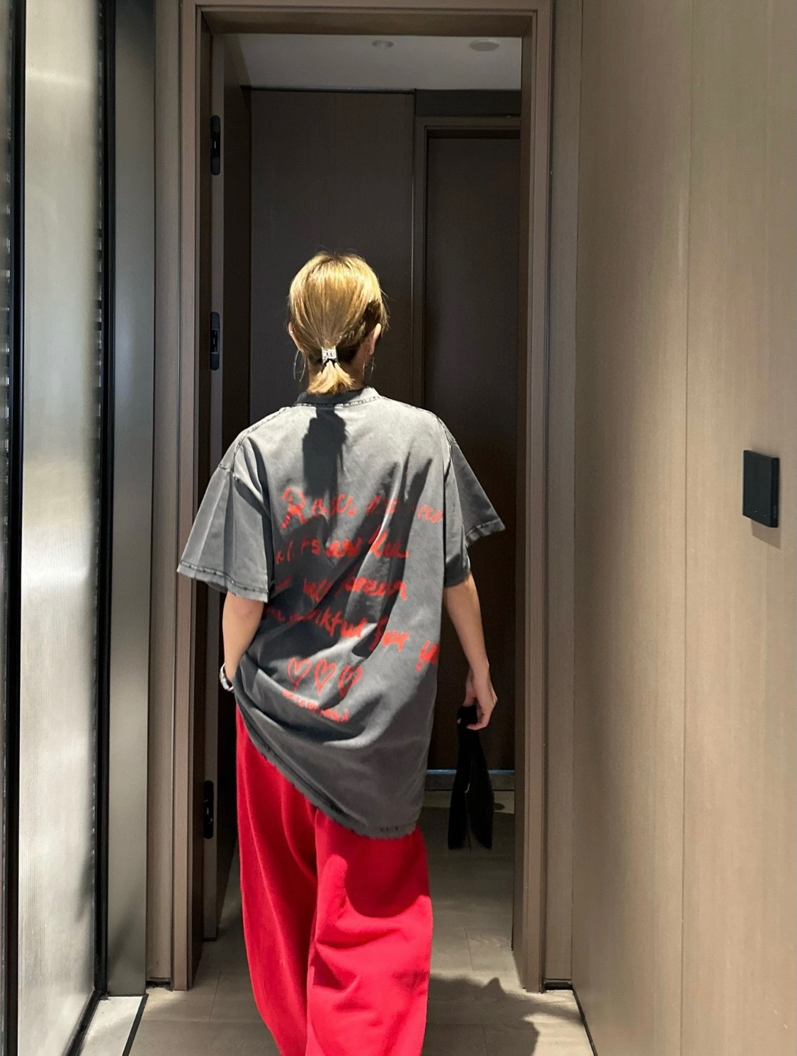 Balenciaga 25SS Valentine Limited Heart Letter Ripped Washed Short Sleeve T-Shirt