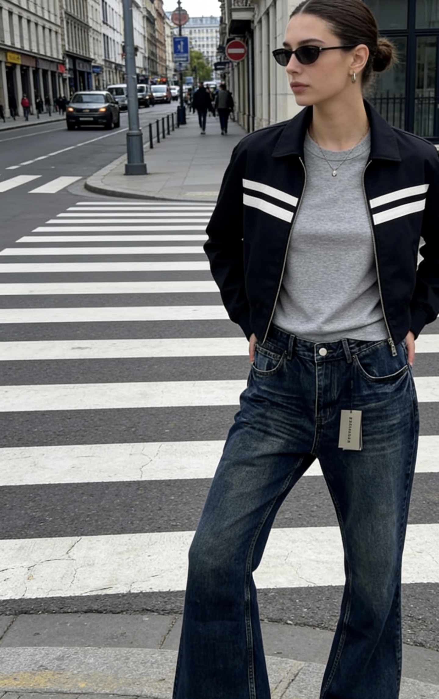 Balenciaga 25SS Vintage Washed Blue Slight Flare Pants Style 2