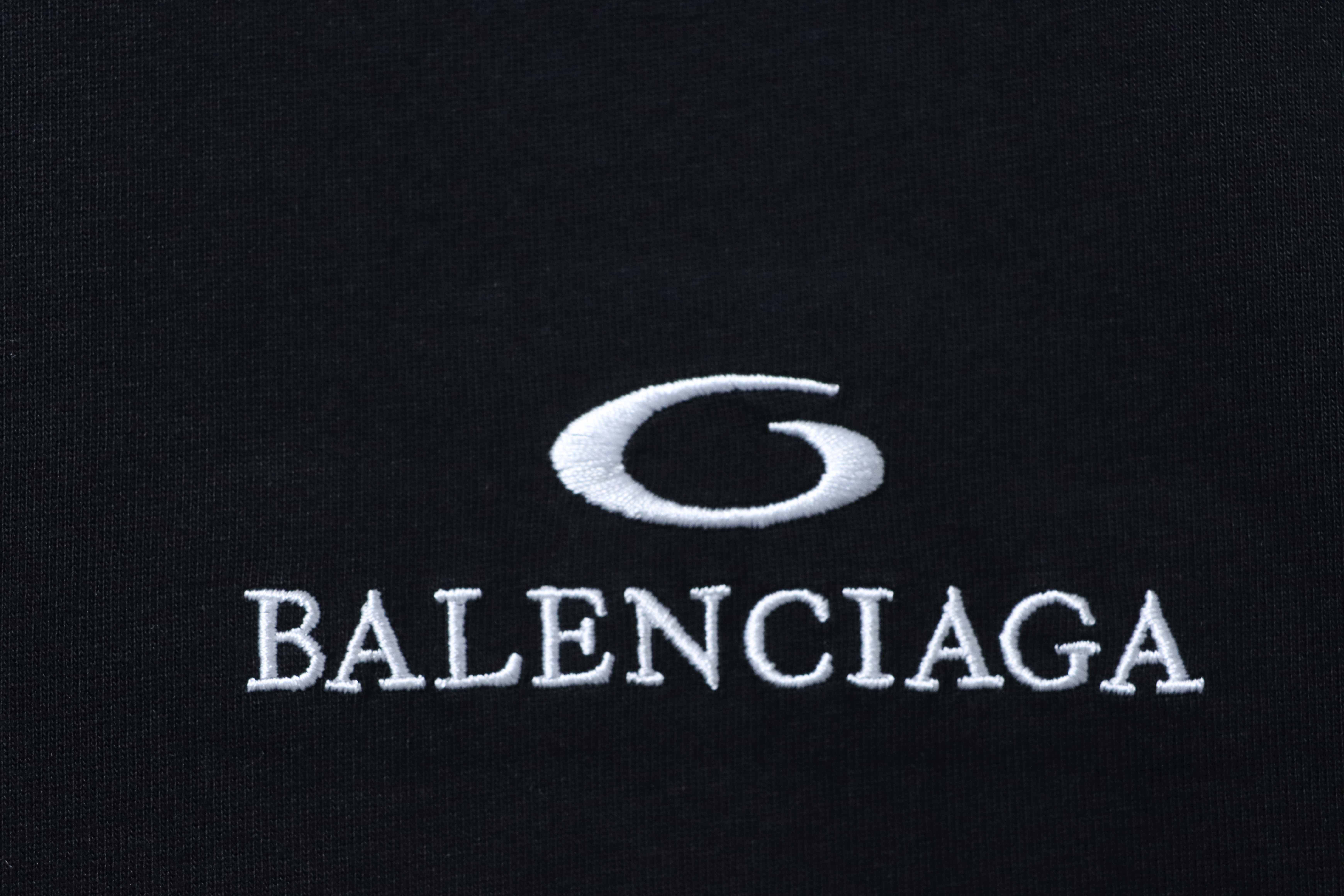 Balenciaga 26SS Back Wheat Embroidery Short Sleeve T-Shirt Style 1