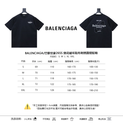 Balenciaga 26SS Destroyed Patch Embroidery Crewneck Short Sleeve T-Shirt Style 1 01