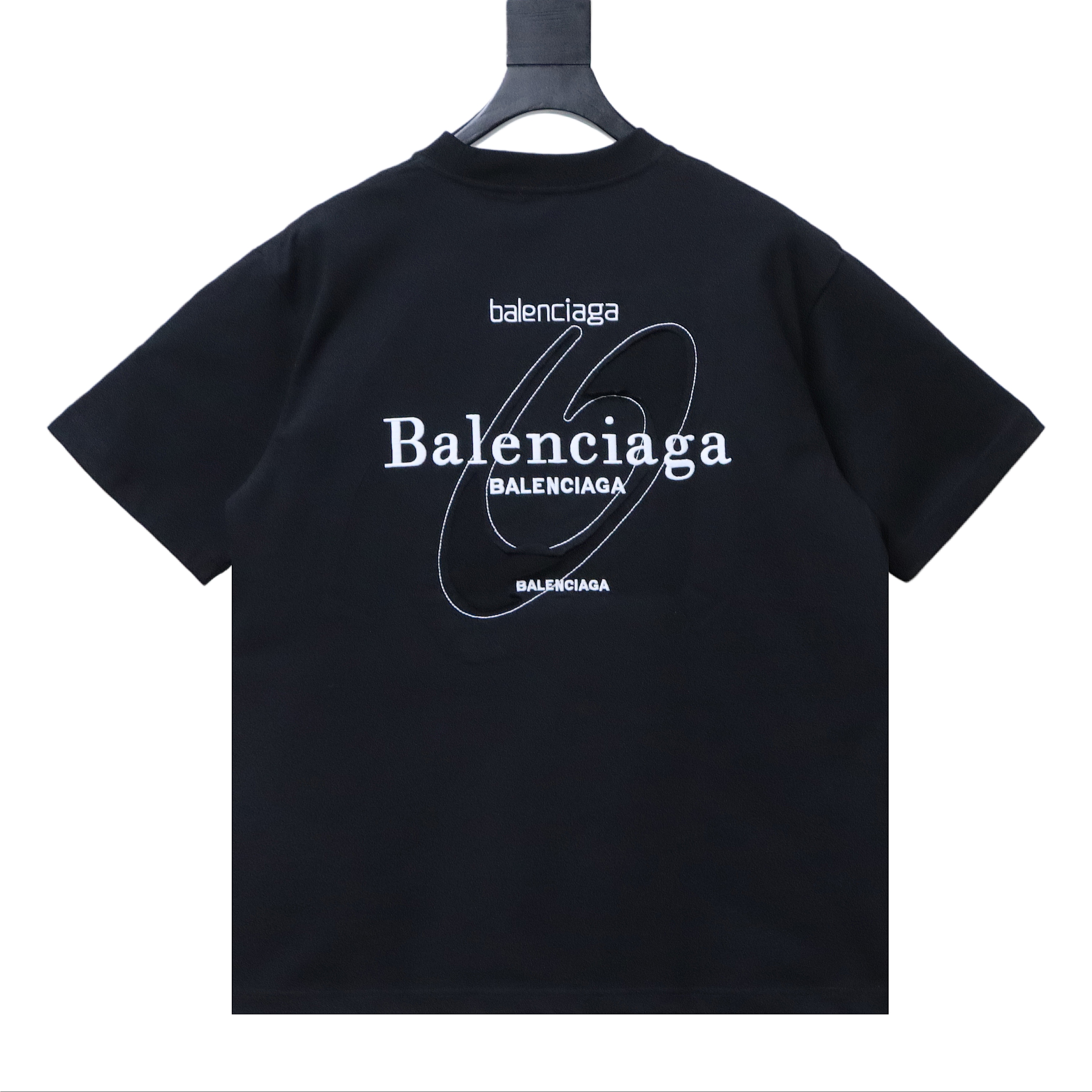Balenciaga 26SS Destroyed Patch Embroidery Crewneck Short Sleeve T-Shirt Style 1