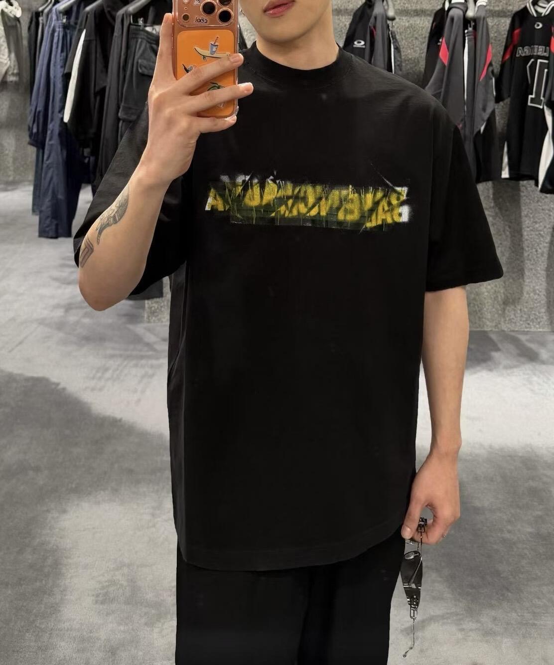 Balenciaga 26SS Glossy Double-Layer Wrinkle Tape Short Sleeve T-Shirt Style 2