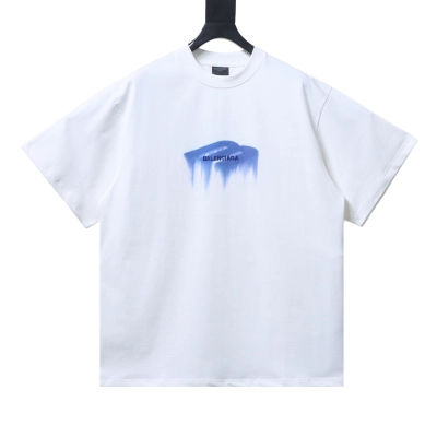 Balenciaga 26SS Klein Blue Dissolve M Letter Short Sleeve T-Shirt Style 1 01