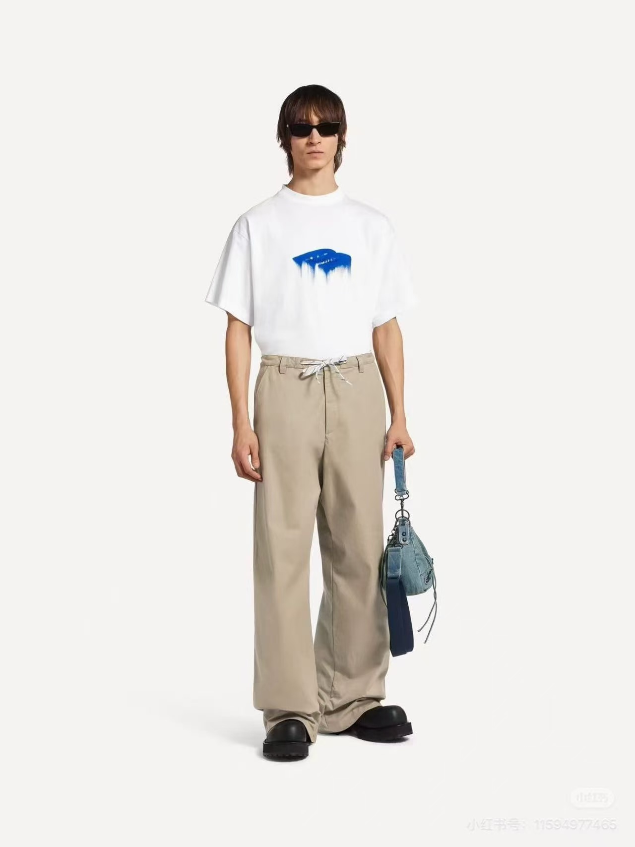 Balenciaga 26SS Klein Blue Dissolve M Letter Short Sleeve T-Shirt Style 1