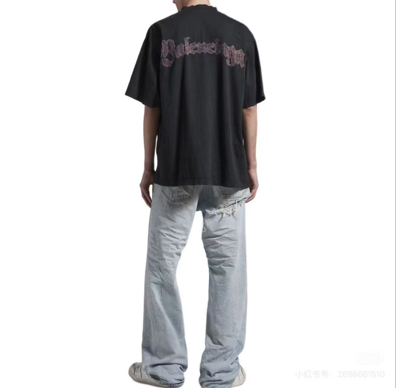 Balenciaga 26SS New Medal Print Logo Short Sleeve T-Shirt Style 2