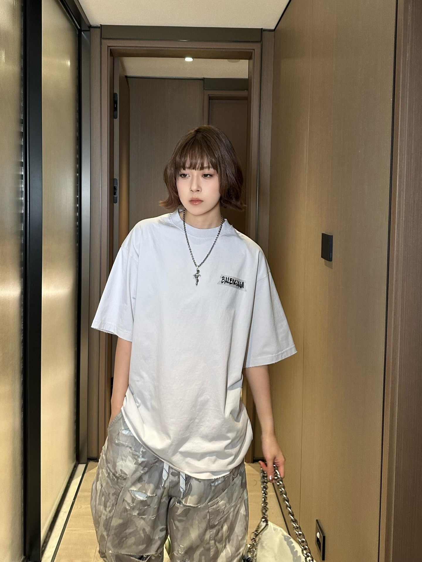 Balenciaga 26SS New Tape Label Short Sleeve T-Shirt Style 1