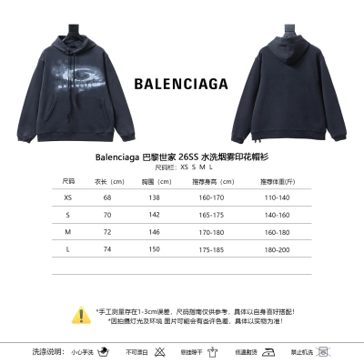 Balenciaga 26SS Washed Print Hoodie 02