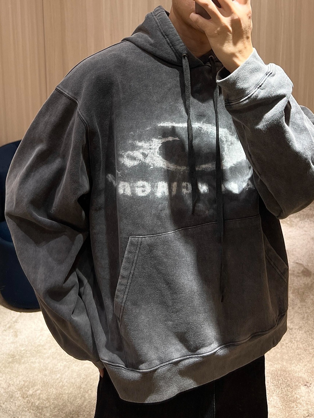 Balenciaga 26SS Washed Print Hoodie